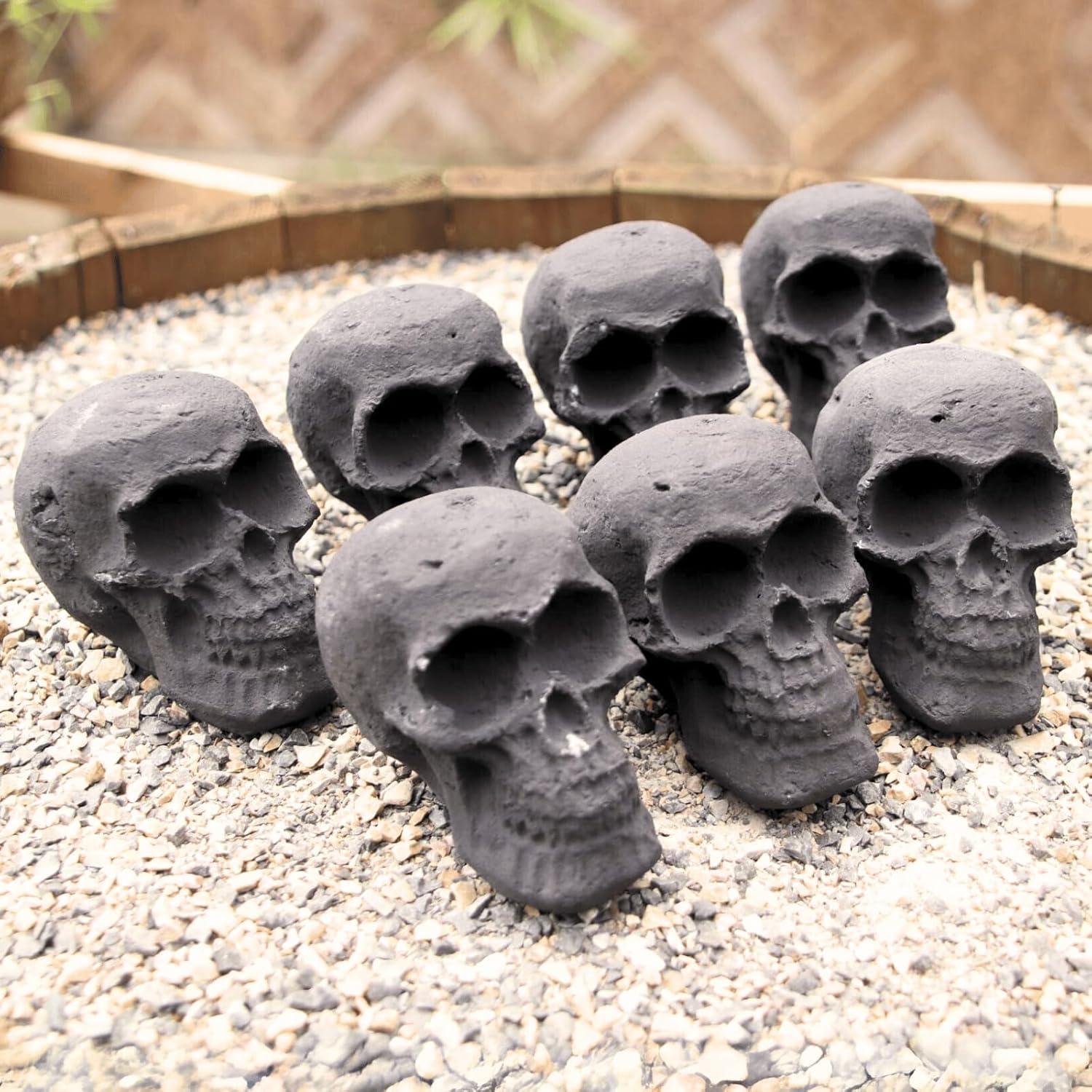 Heyfurni 7pcs Fireproof Skulls Fire Pit Logs for Stone Firepit,Bonfire,Campfire,Charcoal,Mini Size