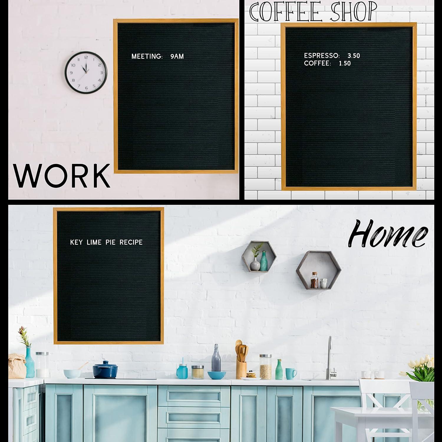Extra Large MENU BOARD Letter Board 24x30 by Majestick Goods | Black Felt Giant Letter Board | Oak Frame Letterboard Menu for Restaurant w/Changeable Letters and Numbers Salon Price List Board (BN 2)