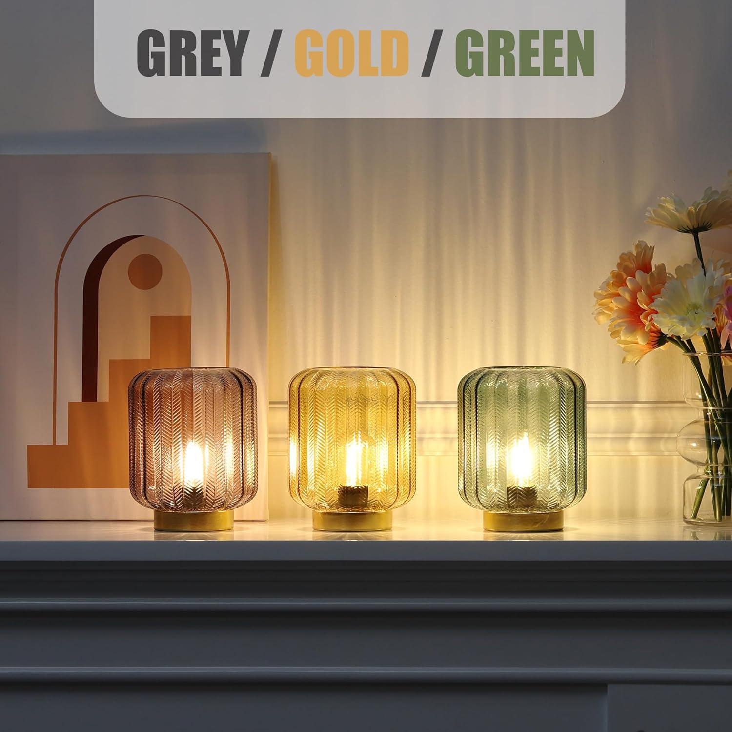 Gold Glass Cordless LED Table Lamp for Outdoor and Indoor Use