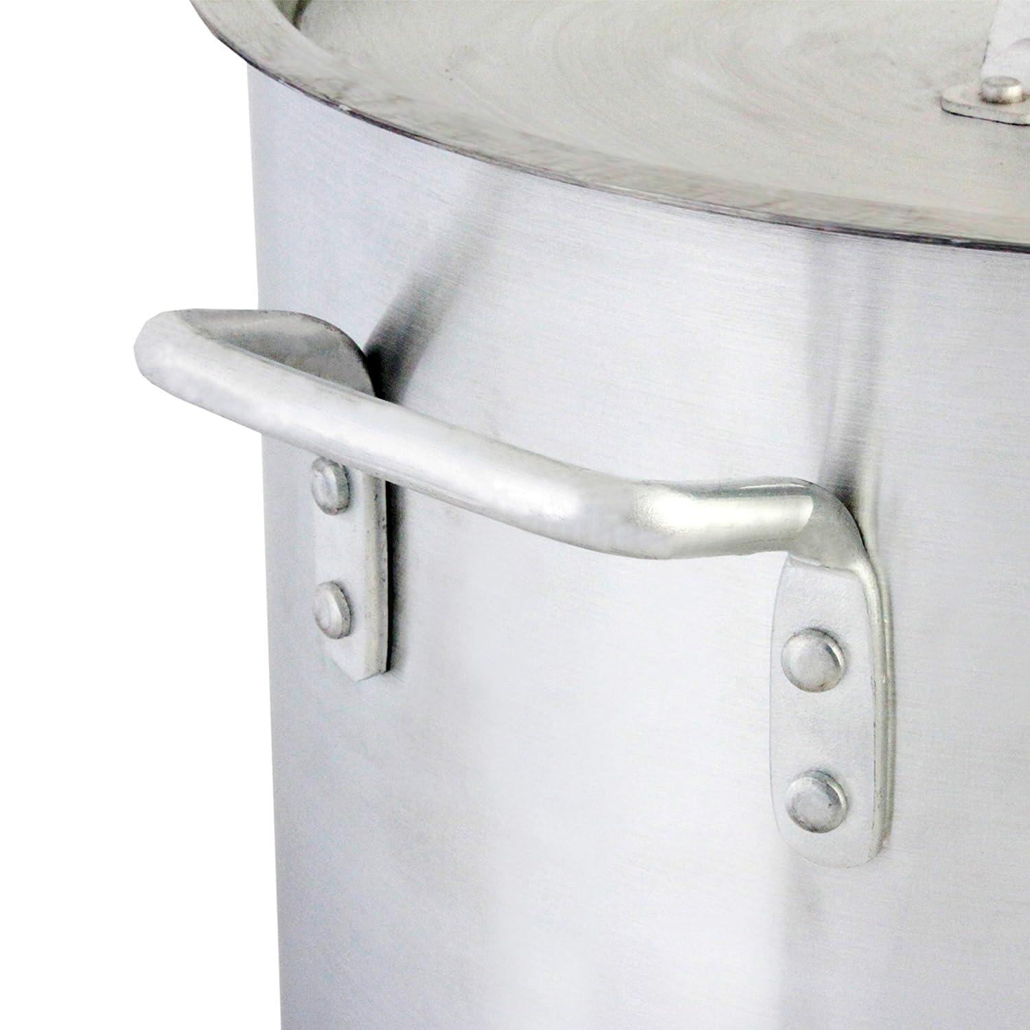 Heavy-Duty 40 Quart Silver Aluminum Stock Pot