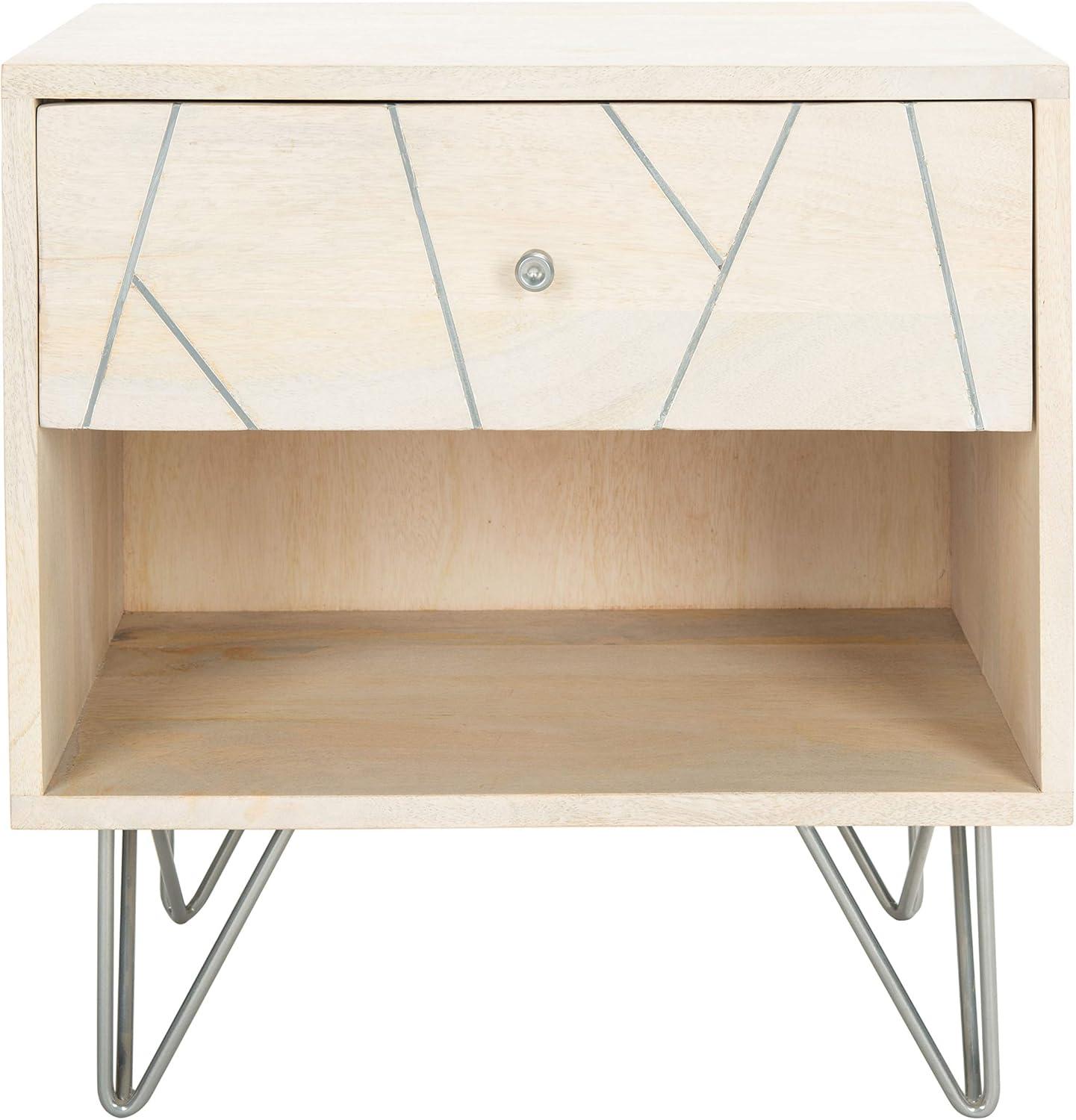 SAFAVIEH Marigold Mid-Century 1 Drawer Nightstand, Natural