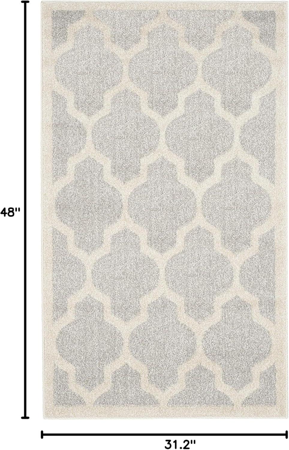 Reversible Geometric Beige & Light Grey Wool-Cotton Blend Rug 2'6" x 4'