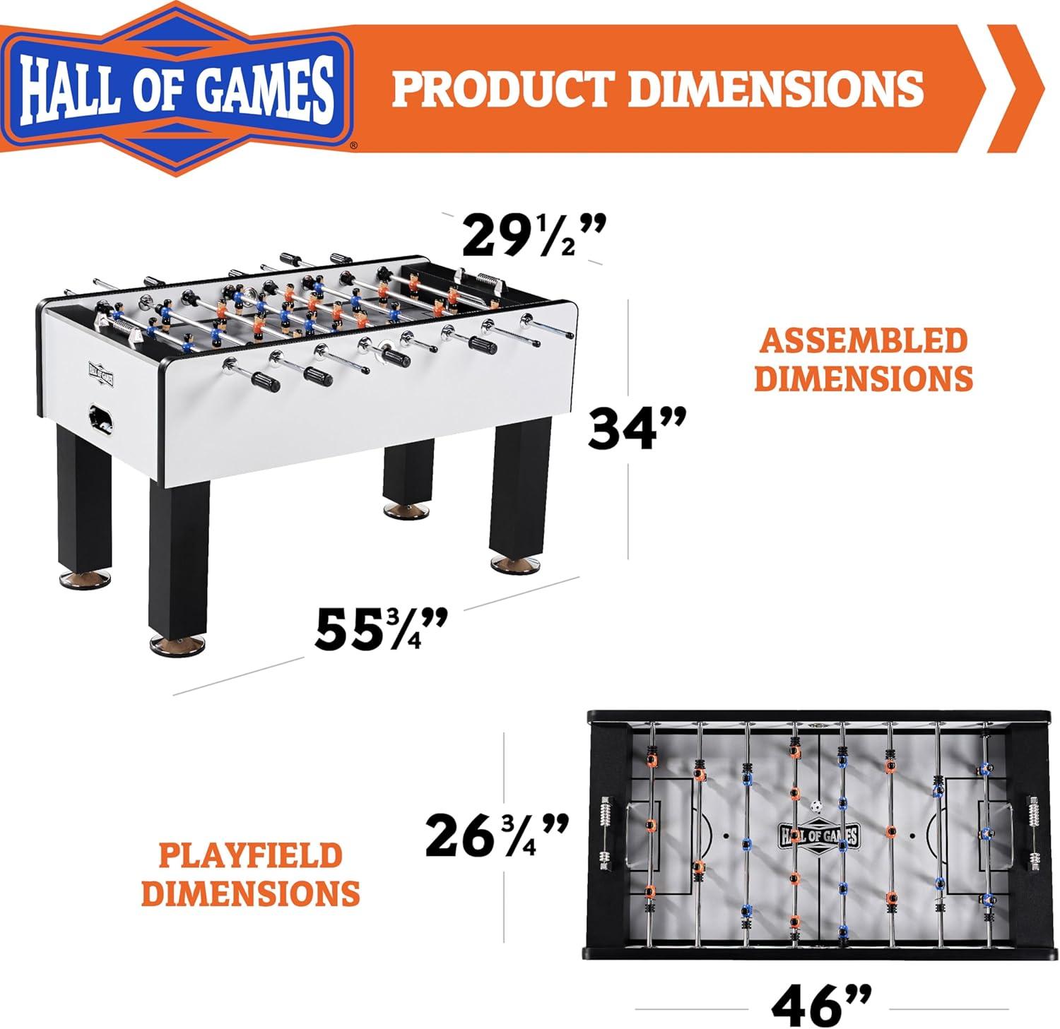 Hall Of Games 56” Phoneix  Foosball Gaming Table Standard Size, Durable And Stylish With Tabletop Sports Soccer Balls, Perfect For Family Game Rooms