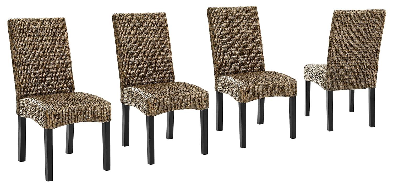 Set of 4 Edgewater Dining Chairs Seagrass/Dark Brown - Crosley