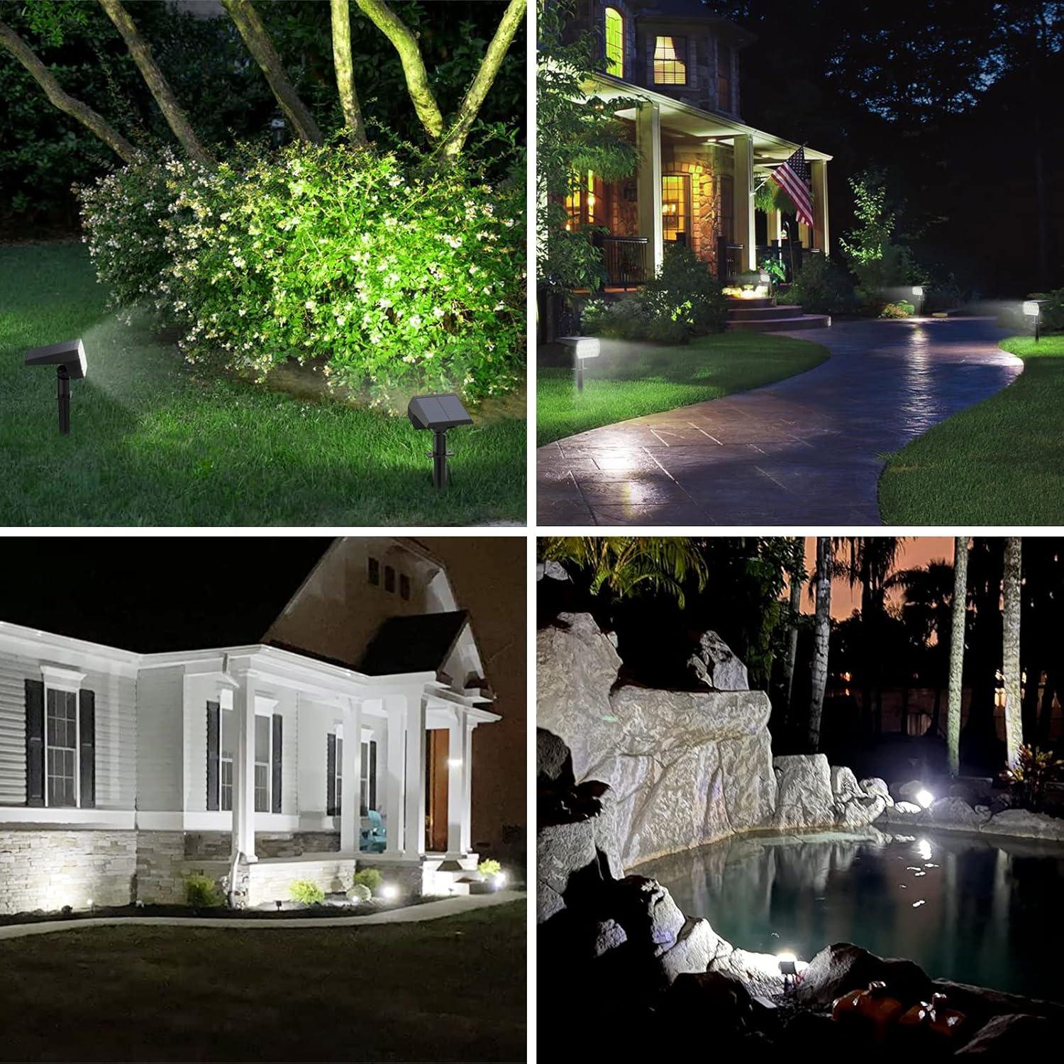 Solar Spot Lights Outdoor, [6 Pack/52 LED/3 Modes] 2-in-1 Solar Landscape Spotlights, Solar Powered Security Lights, IP65 Waterproof Wall Lights for Walkway Yard Garden Driveway(Cool White)