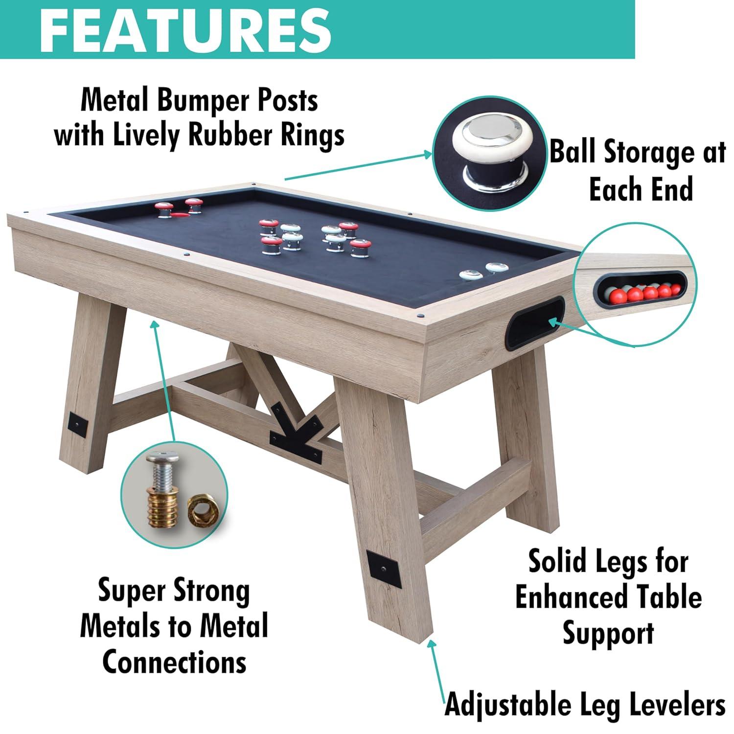Freetime Fun 54" Sturdy Bumper Pool Table for Adults and Kids Game Room with Poker Tabletop - RB5807
