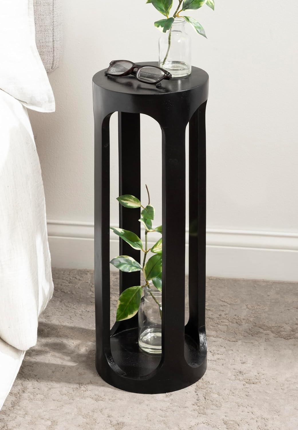 Kate and Laurel Dahl Wood Drink Table, 8x8x23, Black