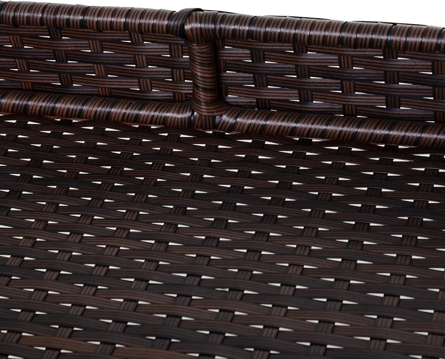 Outsunny Rattan Wicker Serving Cart with 2-Tier Open Shelf, Outdoor Wheeled Bar Cart with Brakes for Poolside, Garden, Patio