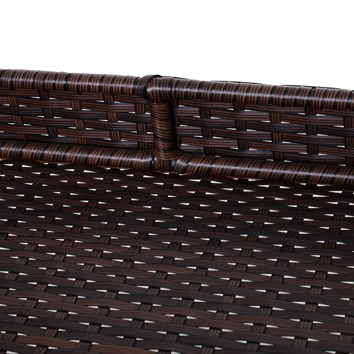 Outsunny Rattan Wicker Serving Cart with 2-Tier Open Shelf, Outdoor Wheeled Bar Cart with Brakes for Poolside, Garden, Patio