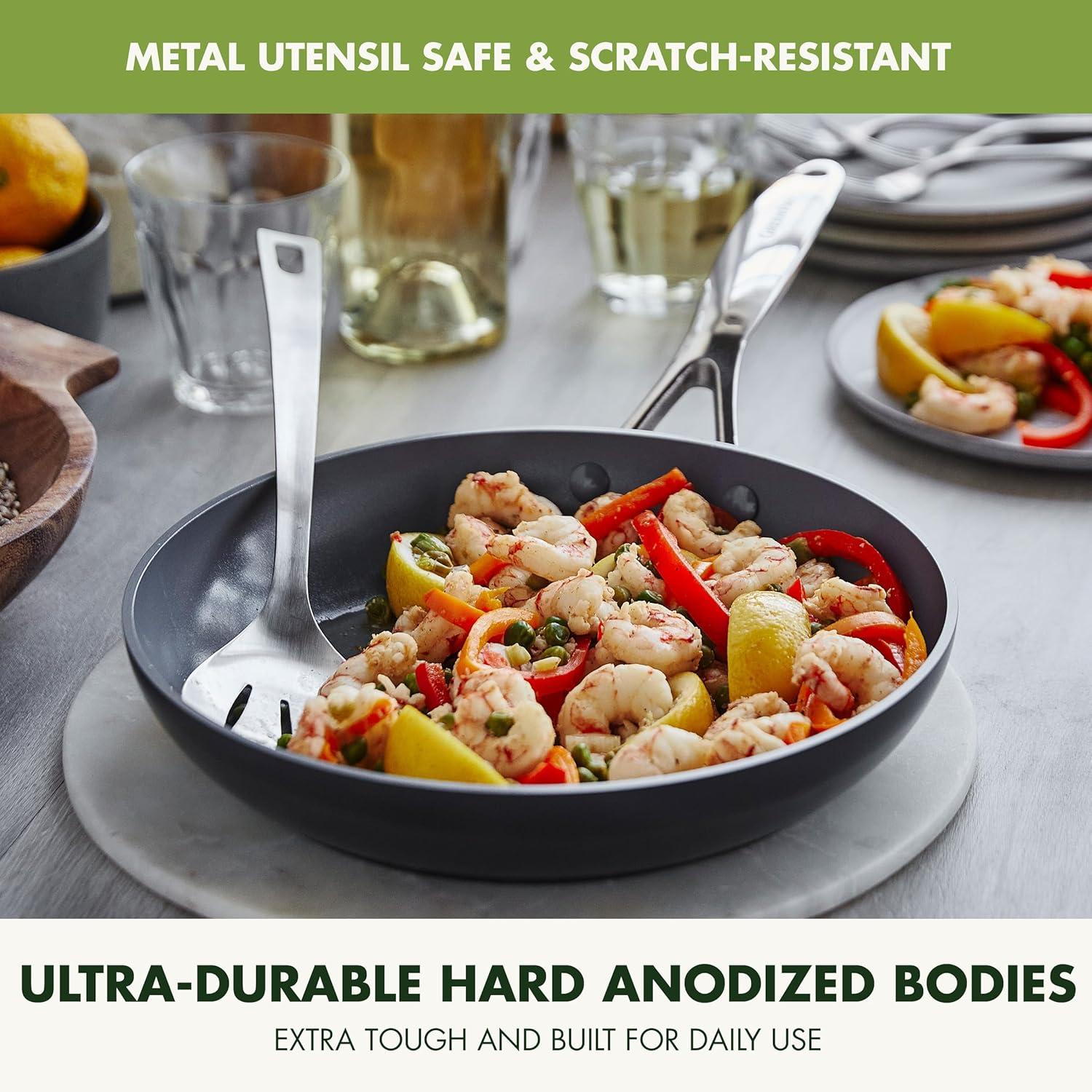 GreenPan GreenPan Valencia Pro Healthy Ceramic Nonstick 8" 9.5" and 11" Frying Pan Skillet Set