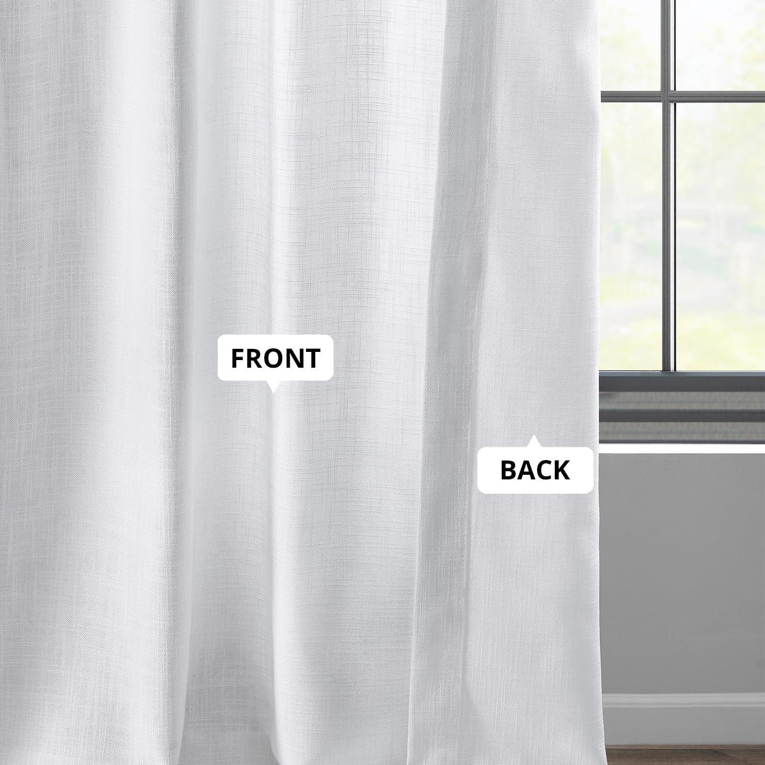 Rice White Heavy Faux Linen Curtain (1 Panel), Rice White, 50W X 120L