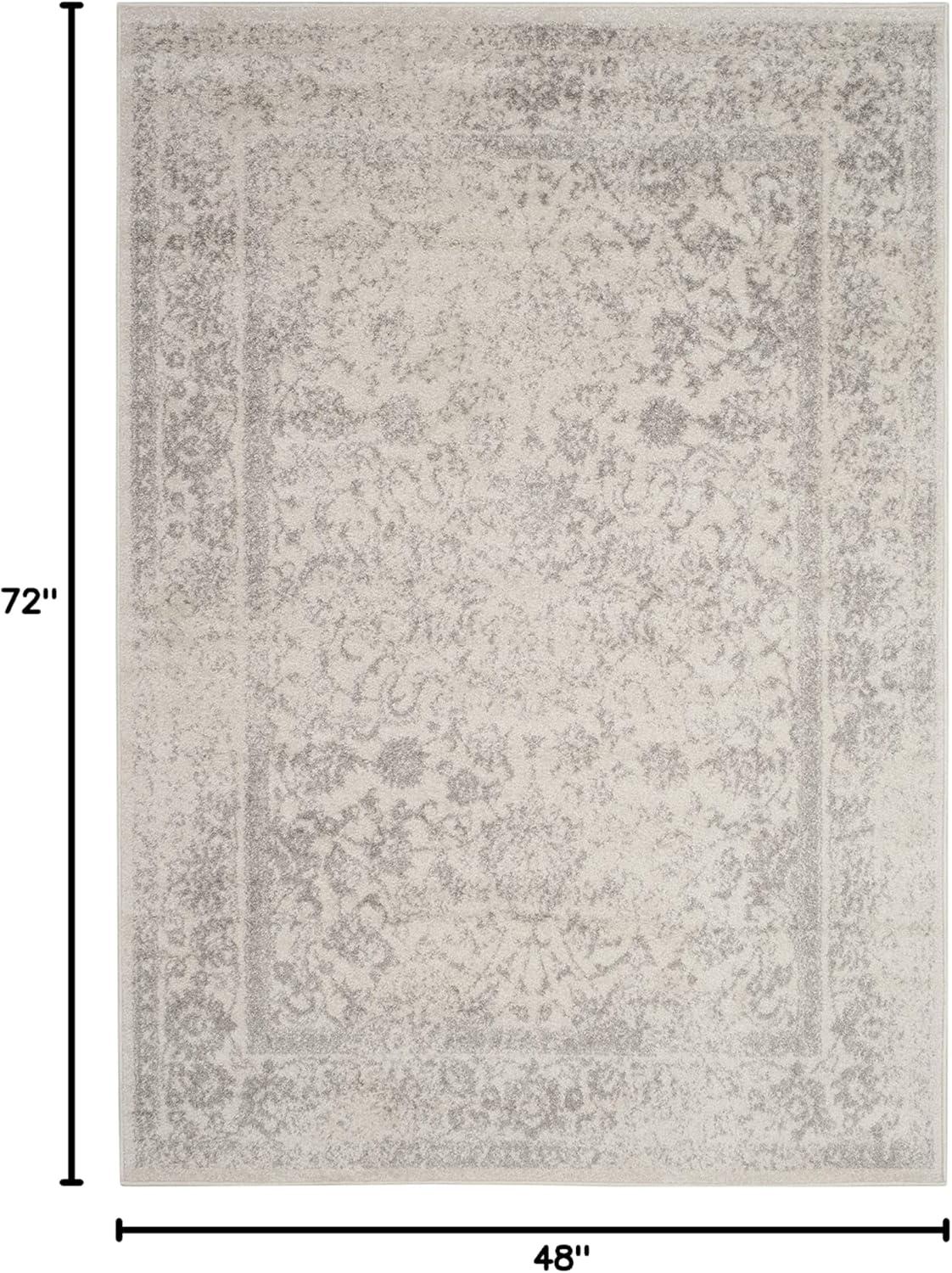 SAFAVIEH Shawn Traditional Faded Area Rug, Ivory/Silver, 4' x 6'