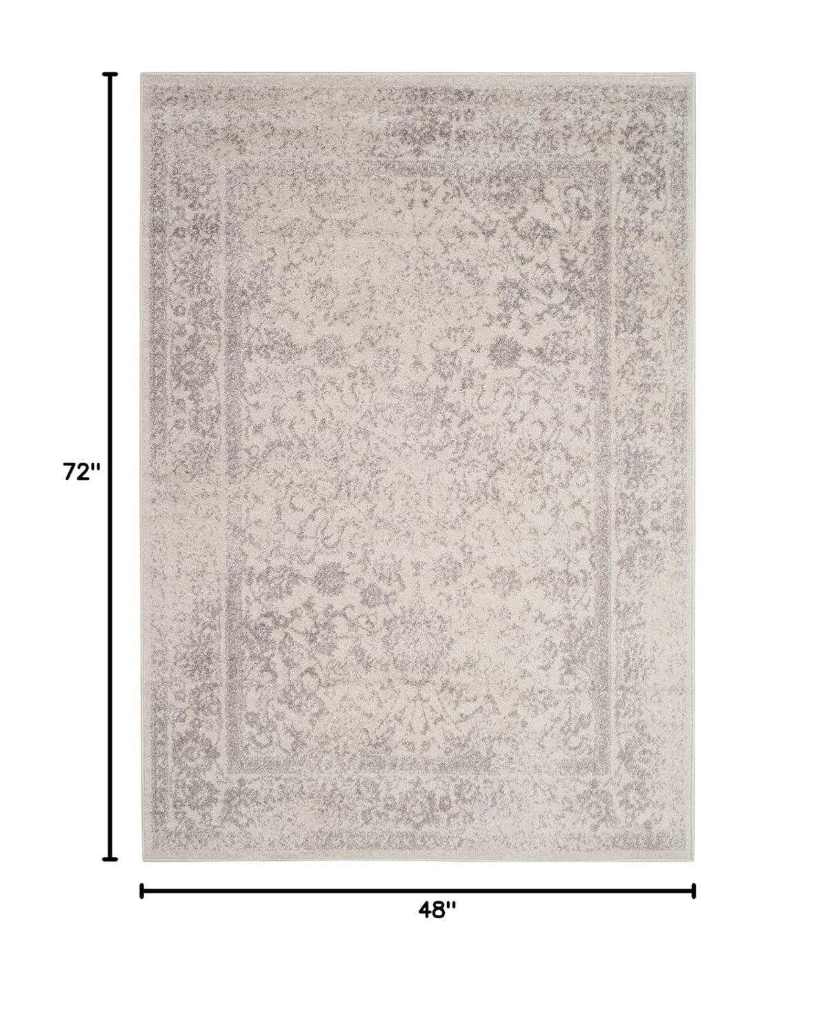 SAFAVIEH Shawn Traditional Faded Area Rug, Ivory/Silver, 4' x 6'