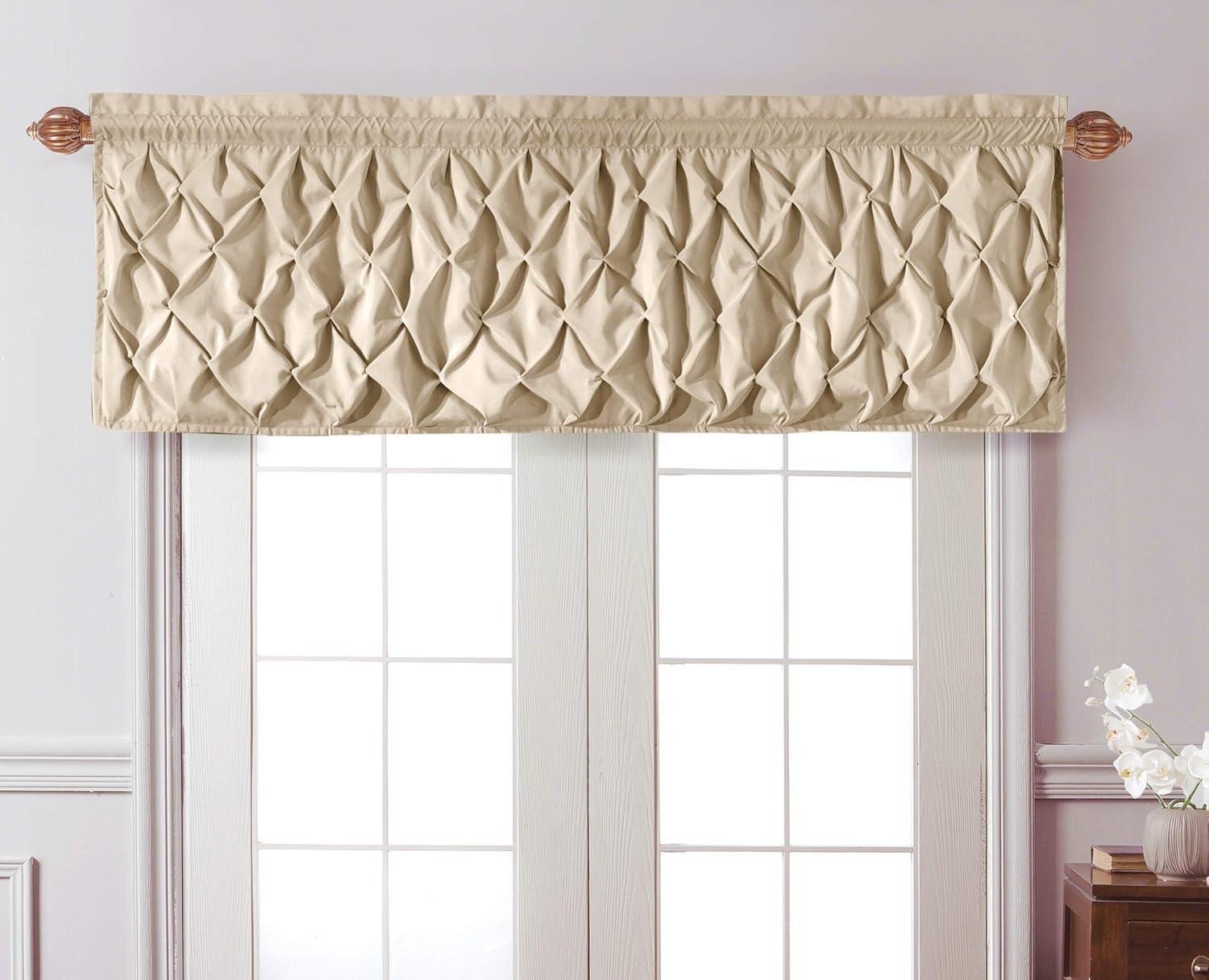 Carmen Solid Pintuck Curtain Valance, 60" x 20"