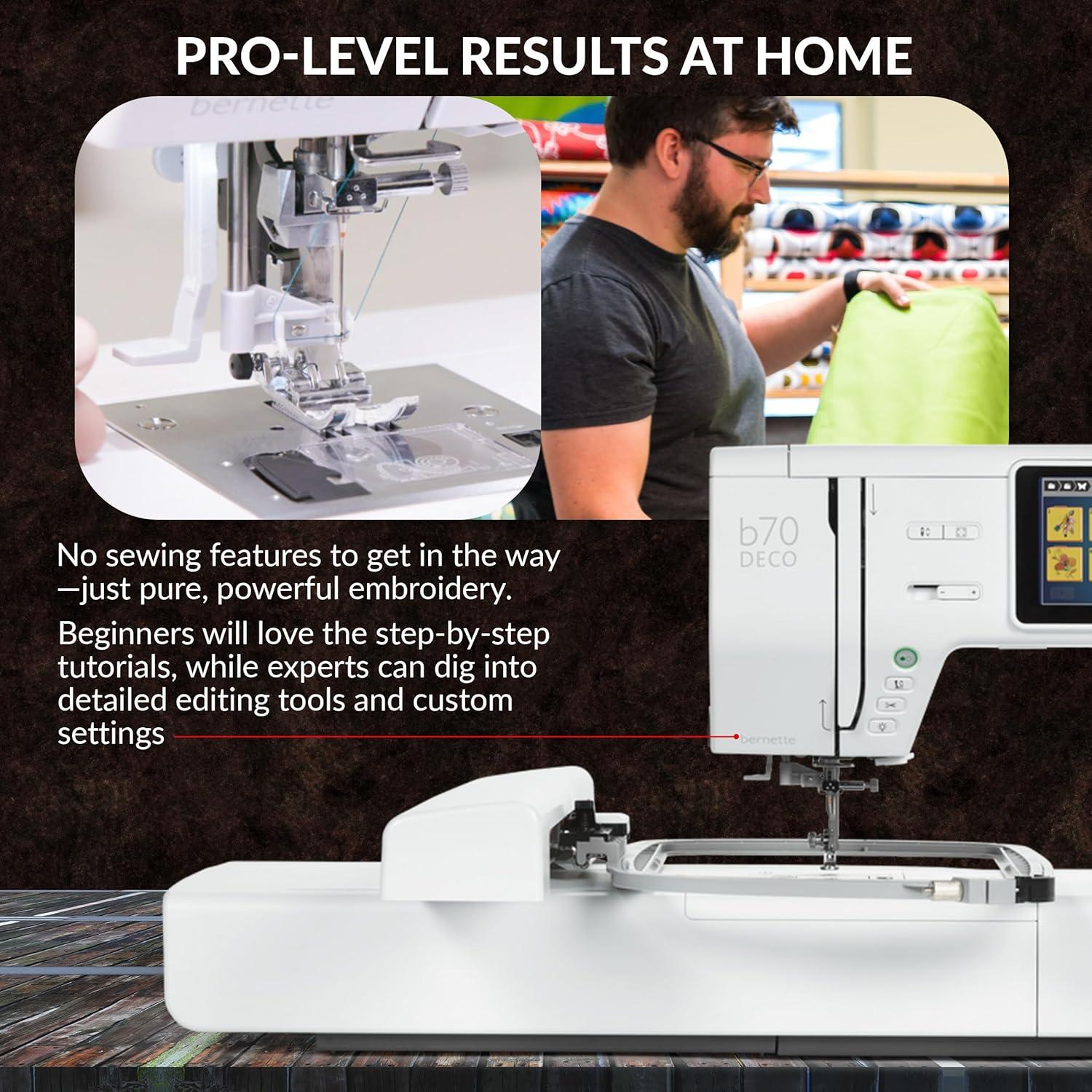 Bernette B70 10" x 6" Embroidery Machine Bundle with 3 Embroidery Hoops