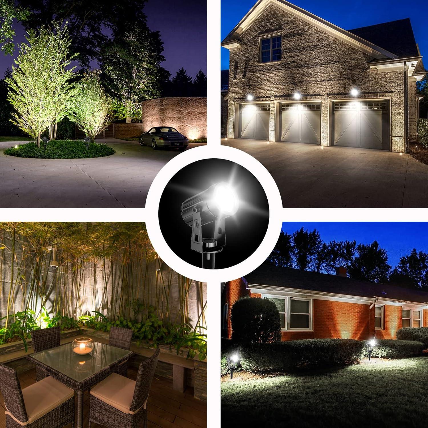 T-SUN LED Landscape Solar Spotlights, Waterproof Outdoor Solar Lights Auto ON/Off Solar Wall Lights for Garden, Driveway, Pathway, Pool Area(Warm White)