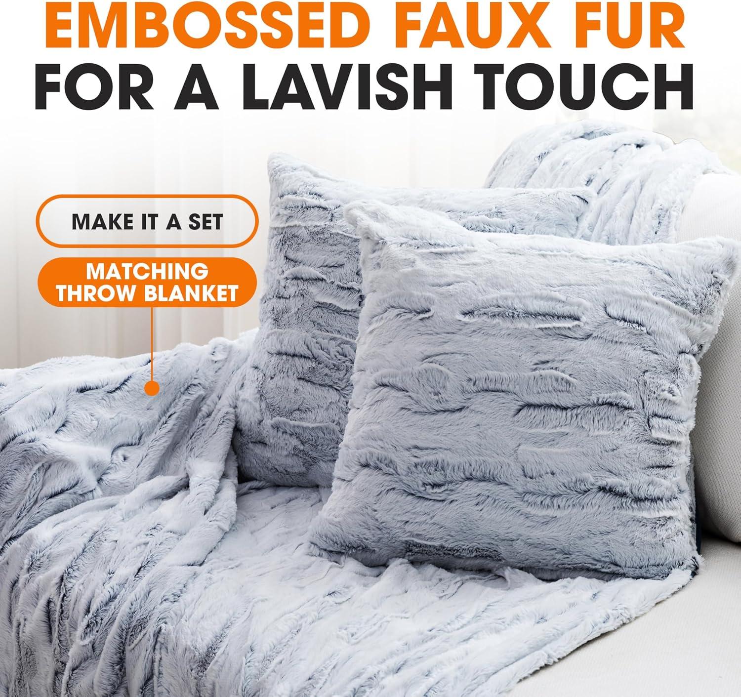 Cheer Collection Ombre Faux Fur Throw Pillow (Set of 2)