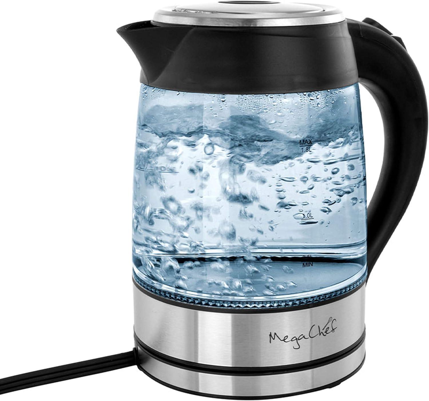 MegaChef 1.8L Glass and Stainless Steel Electric Kettle