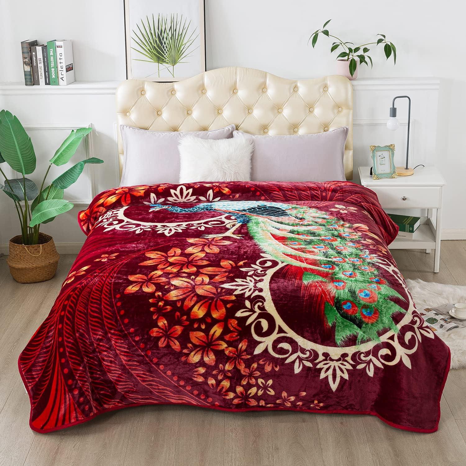 JYK Plush Fleece Blanket Queen Size 91" x 75", 3.7LBs 1 Ply Soft Korean Mink Warm Lightweight Bed Blanket for Autumn Winter