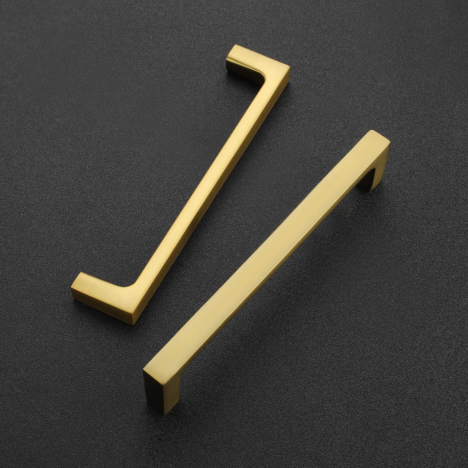 Ravinte 30 Pack 5 Inch Stainless Steel Cabinet Handles Square Cabinet Pulls Brushed Brass Cabinet Hardware Kitchen Cabinet Drawer Pulls Come with Screwdriver