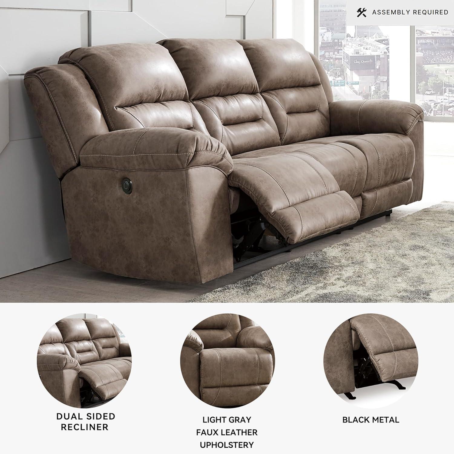 Signature Design by Ashley Stoneland Power Reclining Sofa in Chocolate