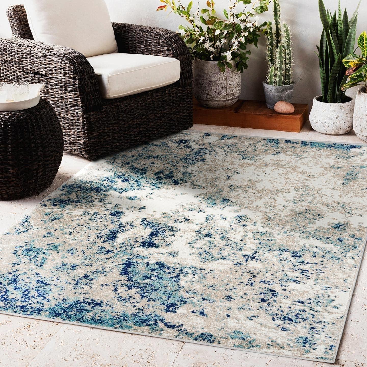Luxe Weavers Beverly Collection Blue 8x10 Modern Abstract Area Rug