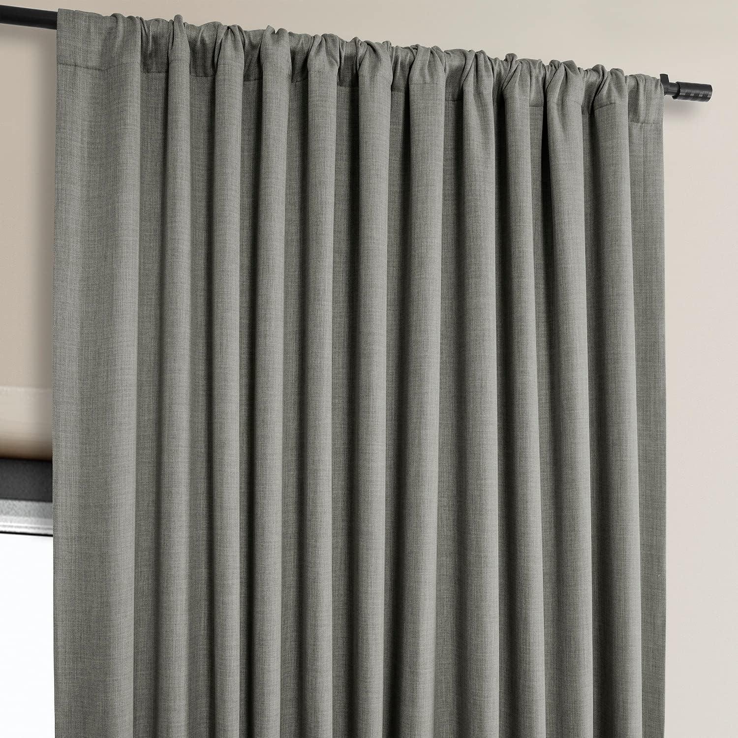 Faux Linen Textured Room Darkening Curtains for Bedroom & Living Room Curtains - Single Panel drapes