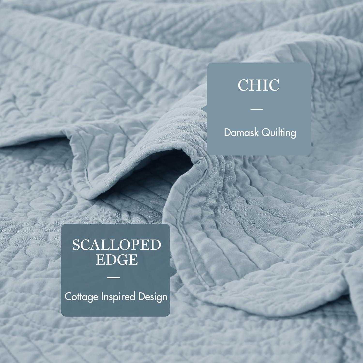 Journey Oversized Quilted Throw with Scalloped Edges