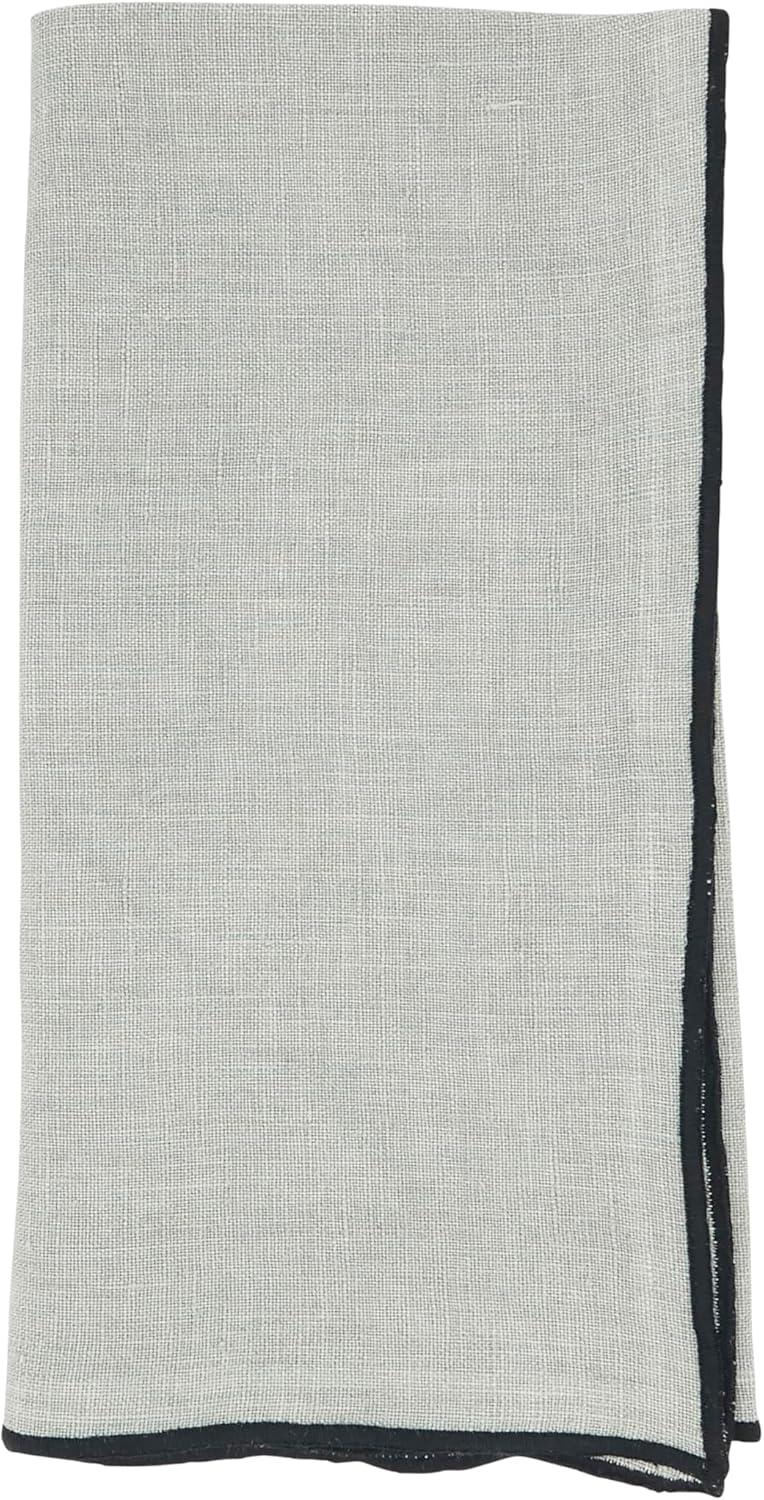 Saro Lifestyle Stitched Border Stonewashed Linen Napkins (Set of 4)