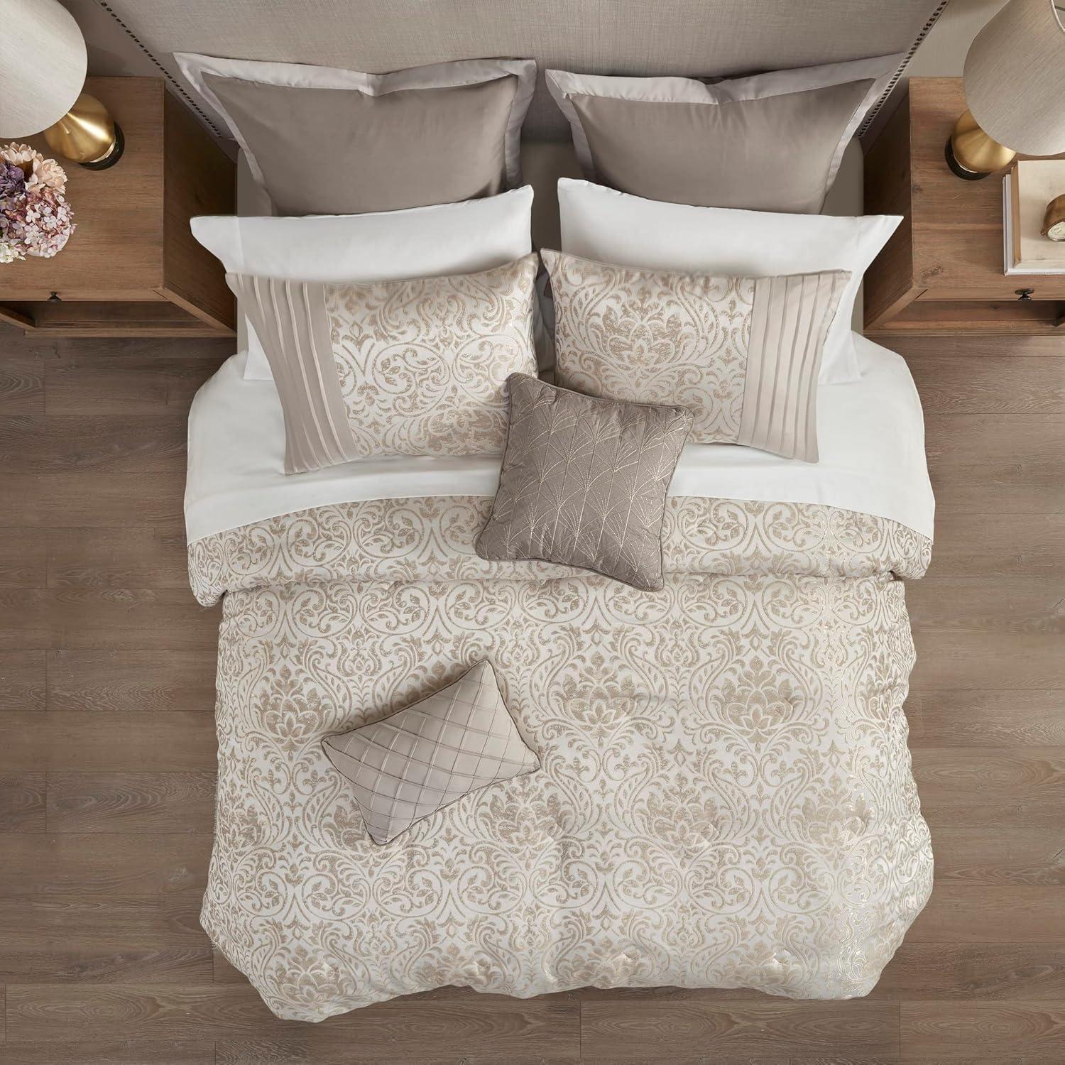 Madison Park Emilia 12 Piece Jacquard Comforter Set with Bed Sheets