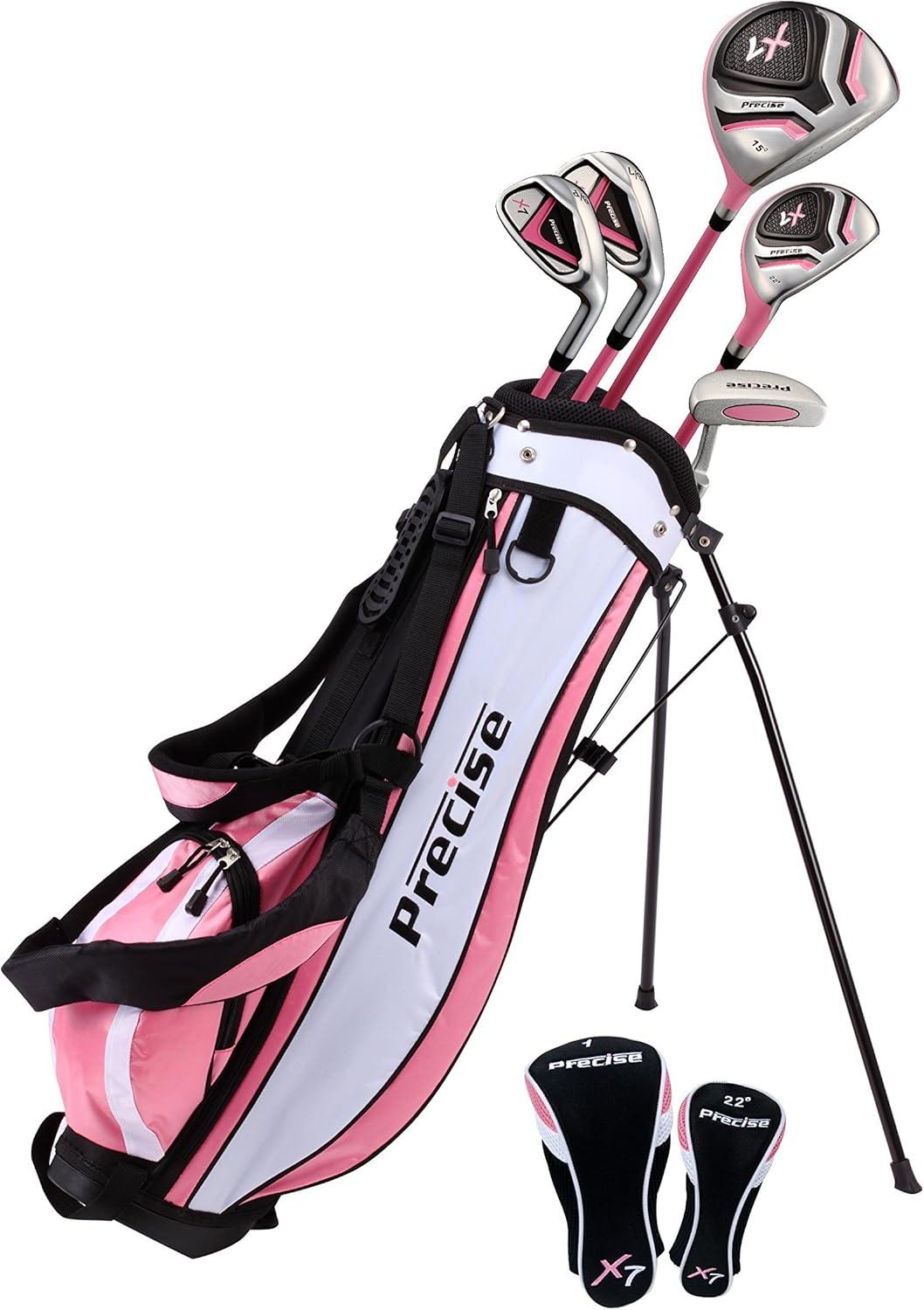 Precise X7 Junior Boys & Girls Complete Left Handed Golf Clubs Set for Children - Age 3-5, Pink Color