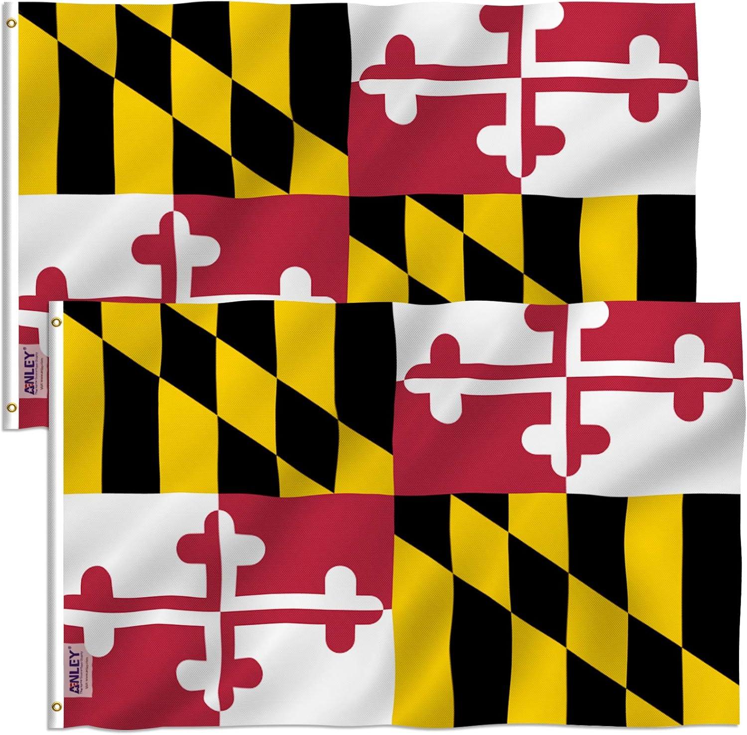 ANLEY 3x5 Foot Maryland State Polyester Flag - Maryland MD Flags (Pack of 2)