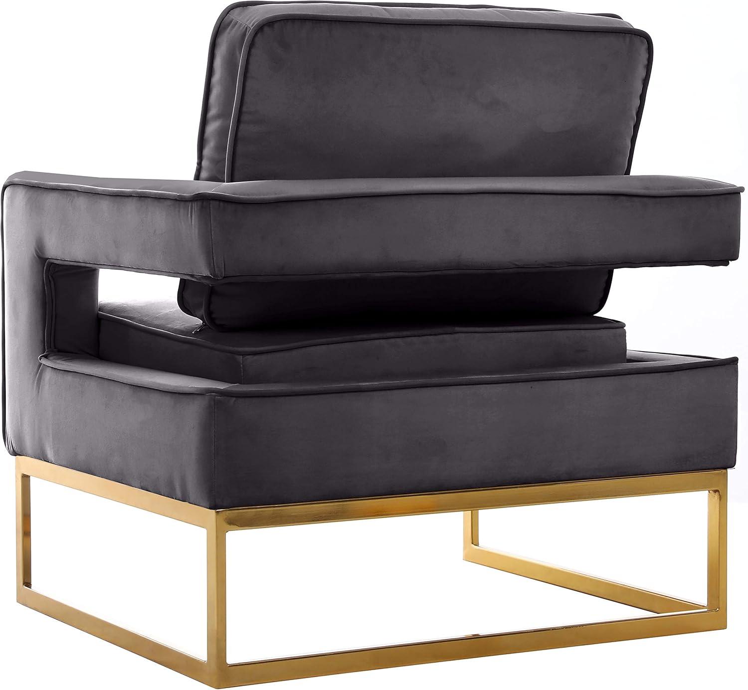 Meridian Furniture Noah Gray Velvet Accent Chair with Gold Iron Base