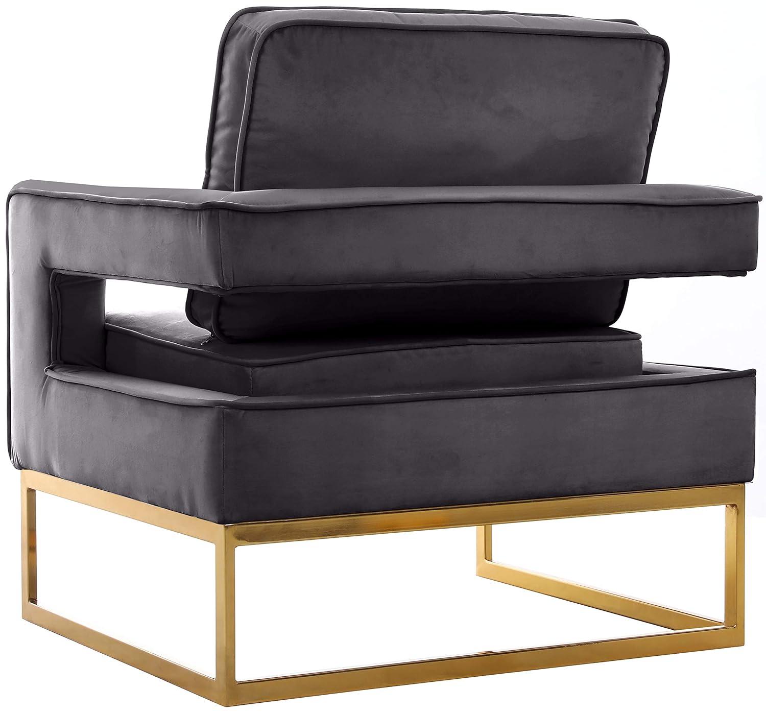Meridian Furniture Noah Gray Velvet Accent Chair with Gold Iron Base