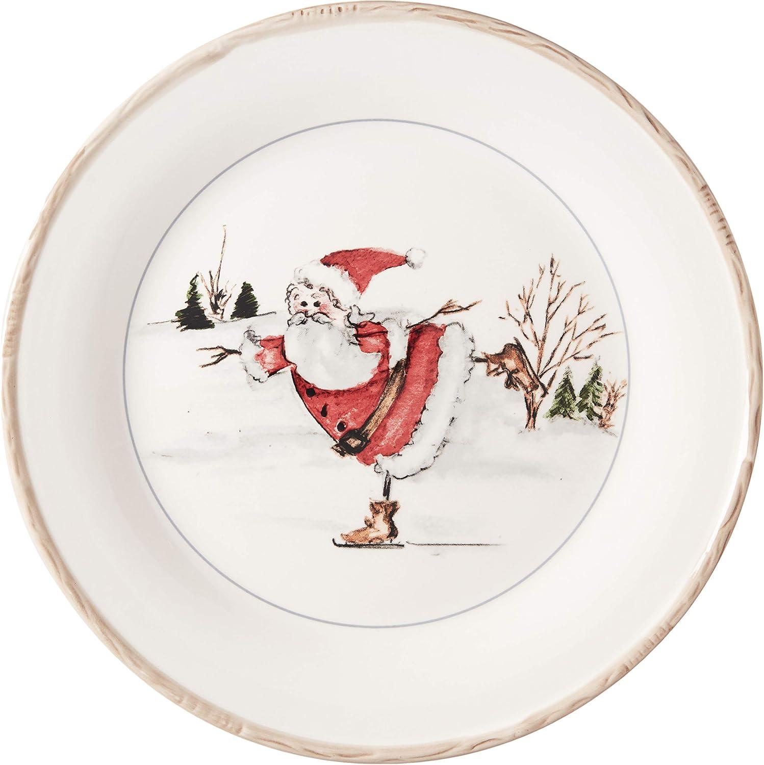 American Atelier, Round, Christmas Twig Cream Ceramic Dinnerware Set, 20-Piece