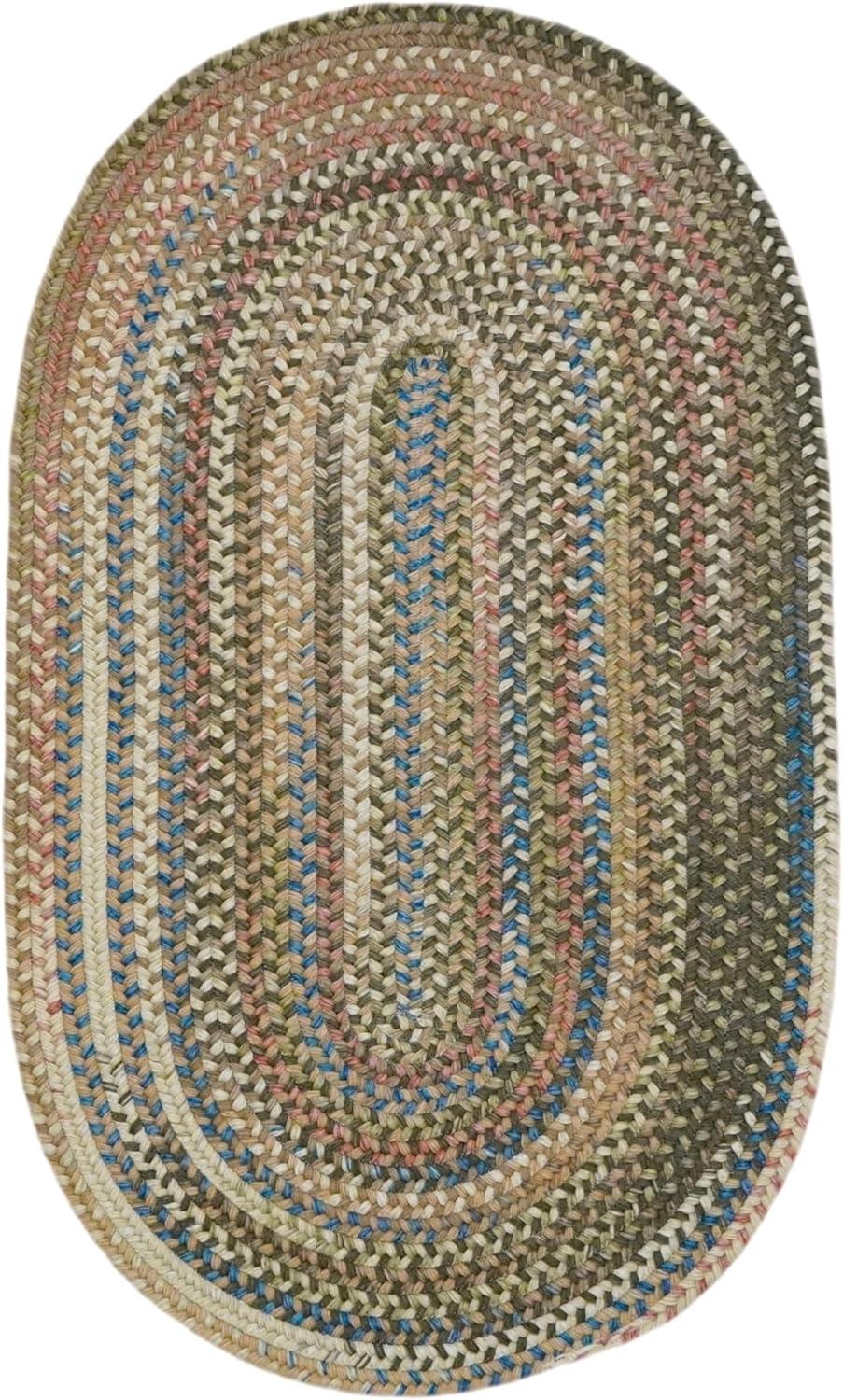 Handmade Multicolor Wool-Blend Braided Oval Rug 7' x 9'