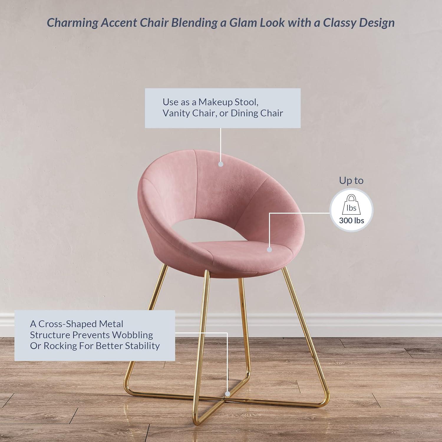 BELLEZE Velvet Modern Accent Chair Vanity Chair Set of 2, Comfy Makeup Chair with Back Living Room Chair, Upholstered Dining Chairs Leisure Armchair with Golden Metal Legs - Ezra (Dark Grey)