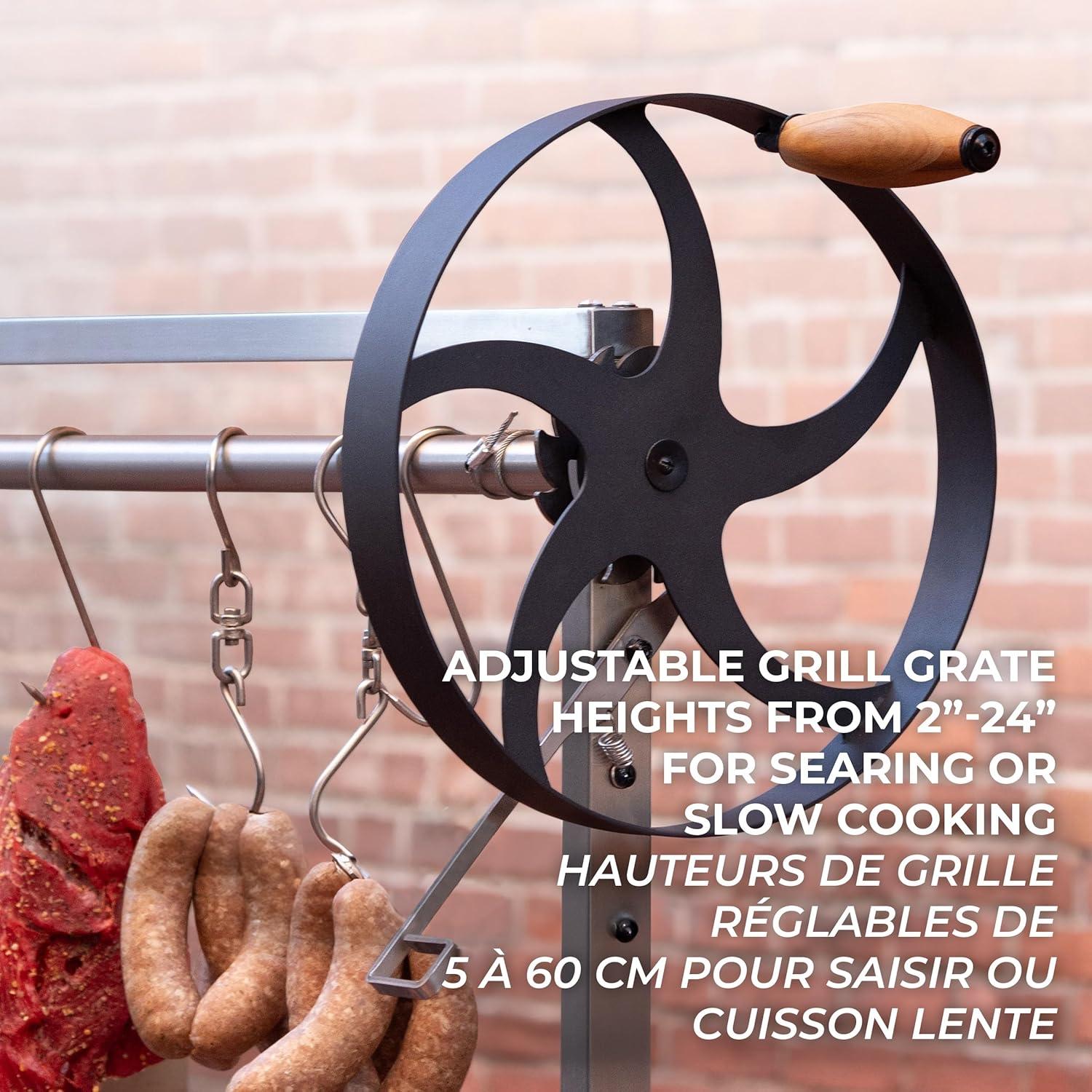 Backyard Discovery Argentine Santa Maria Heritage Wood Fire & Charcoal Steel BBQ Grill with Fire Bricks and Adjustable Grates