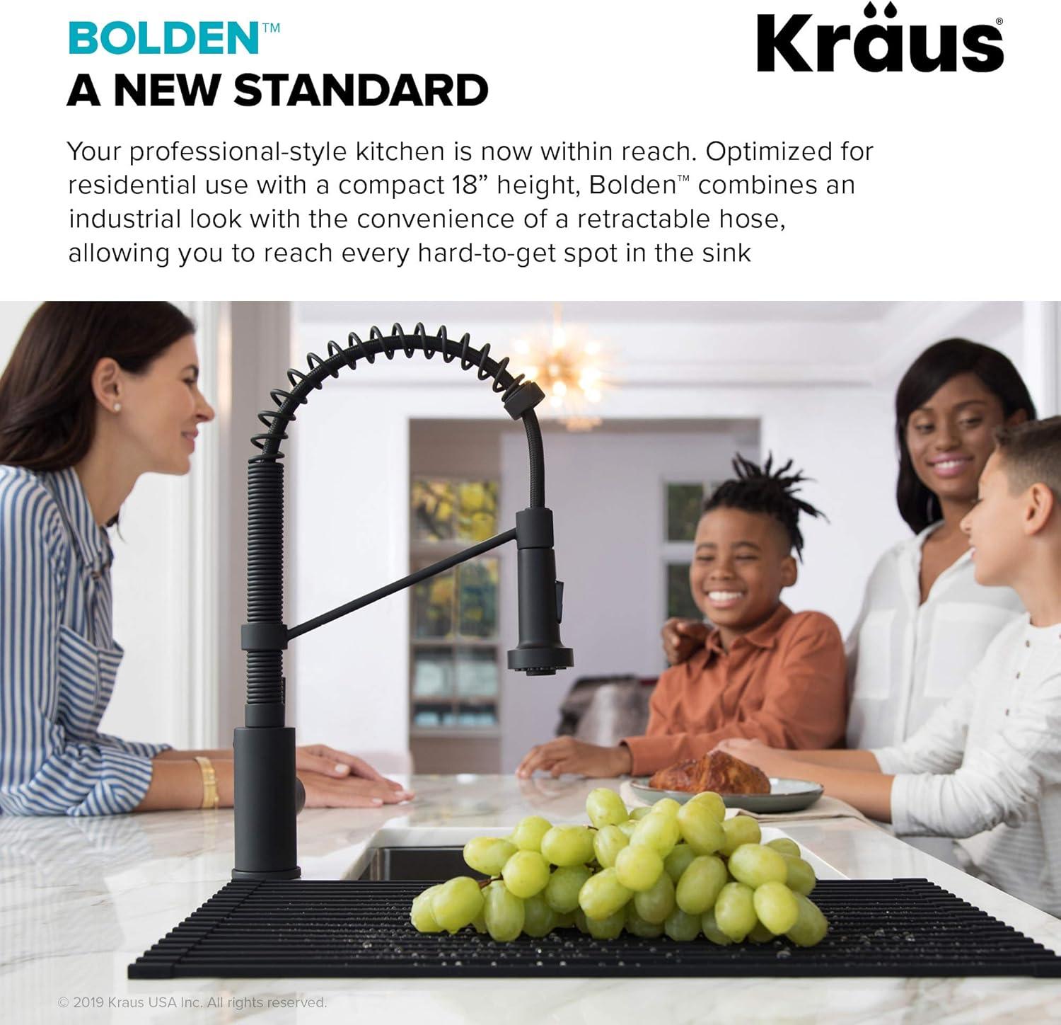 KRAUS Bolden Commercial Style 2-Function Single Handle Pull Down Kitchen Faucet with Soap Dispenser