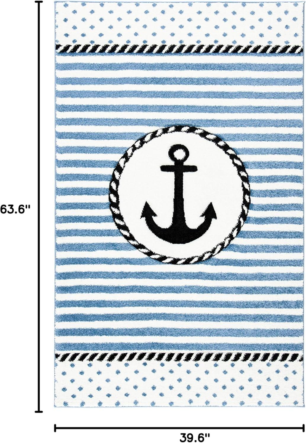 Carousel Kids CRK124 Power Loomed Accent Rug - Ivory/Navy - 3'3"x5'3" - Safavieh.