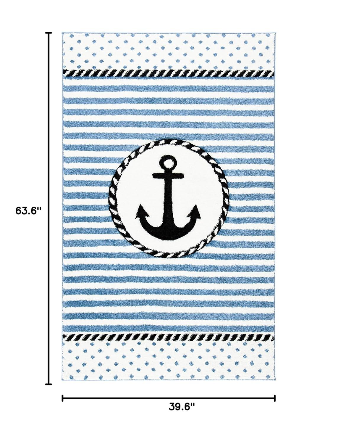 Carousel Kids CRK124 Power Loomed Accent Rug - Ivory/Navy - 3'3"x5'3" - Safavieh.