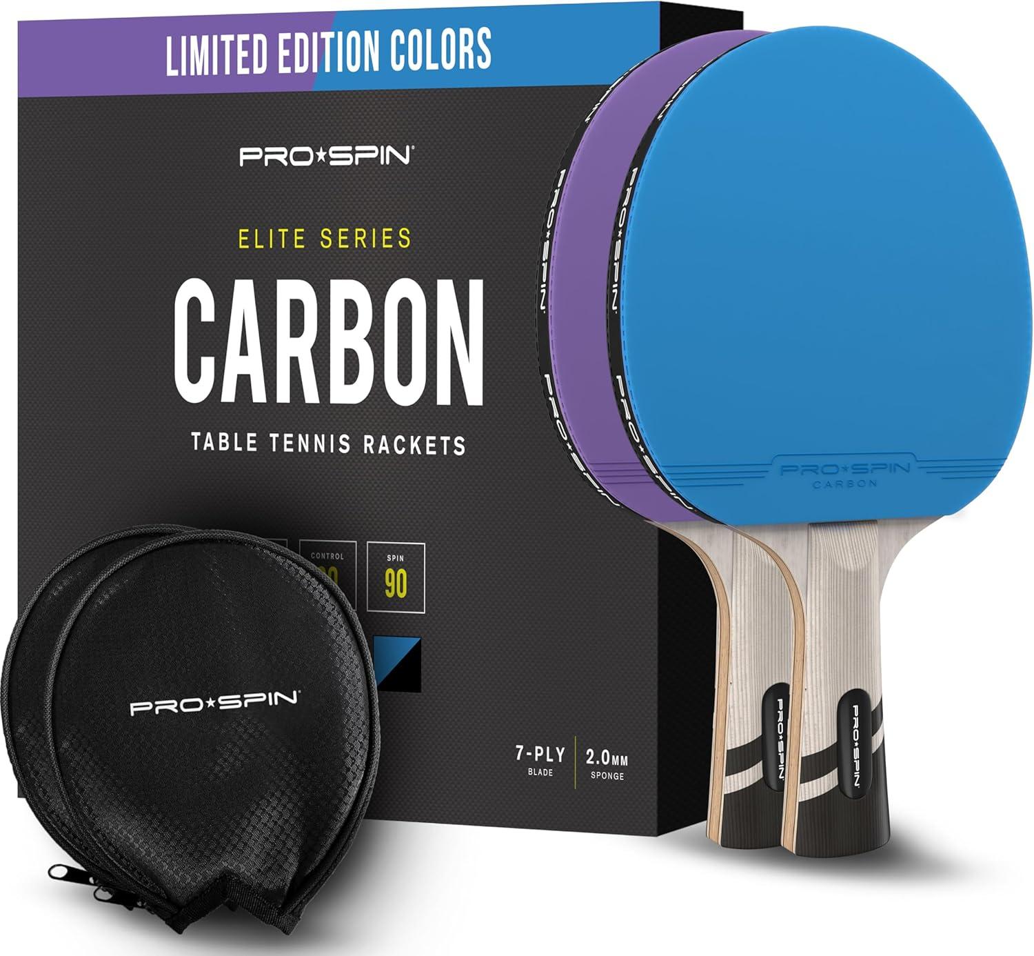 Limited Edition Violet and Blue Carbon Fiber Table Tennis Rackets