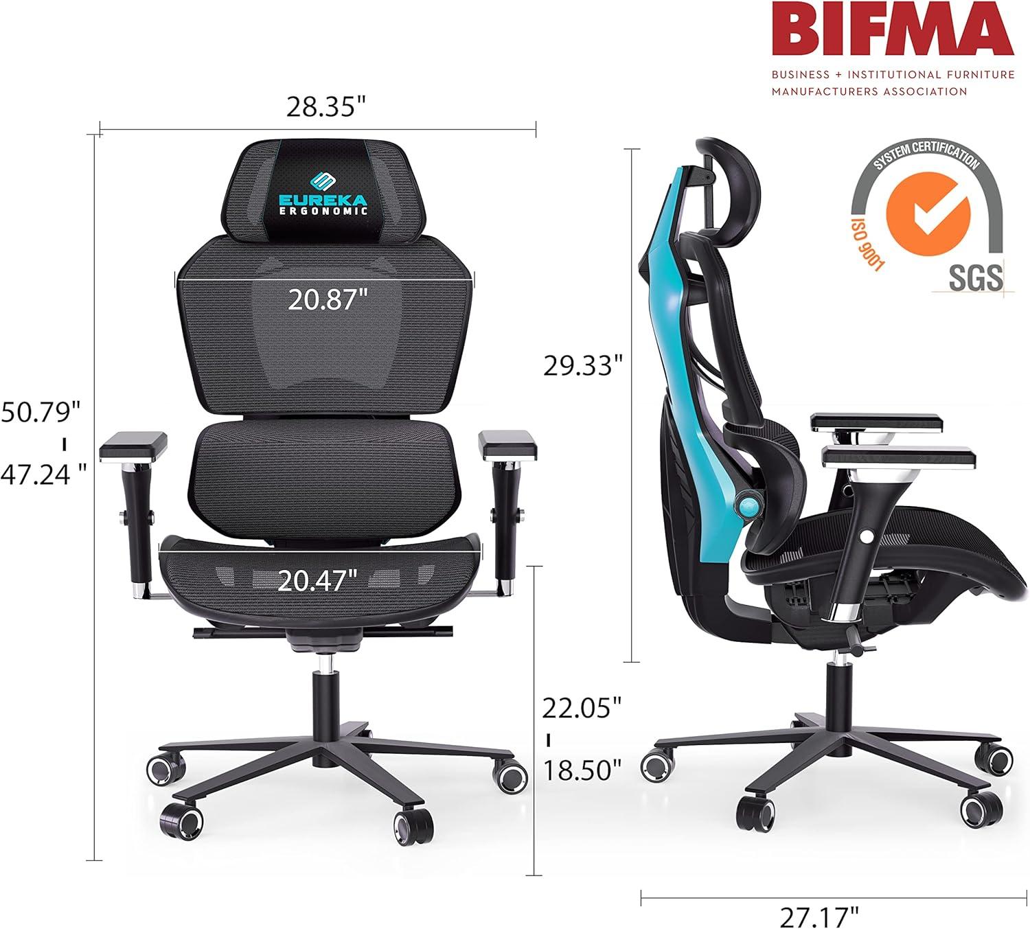 Eureka Ergonomic ERKGC05BL Typhon Hybrid Ergonomic Gaming Chair - Blue