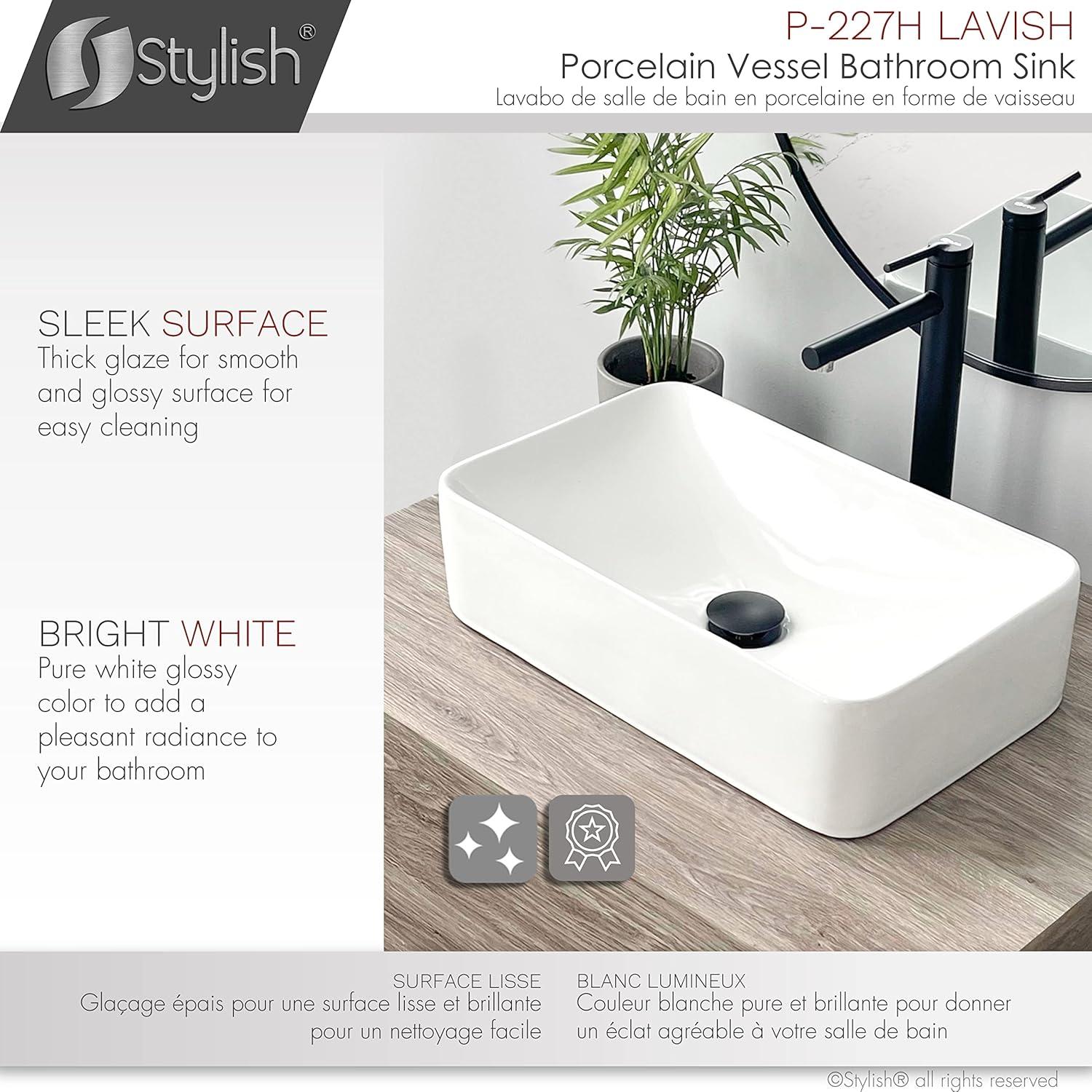 STYLISH Lavish 19"L White Rectangular Vessel Sink