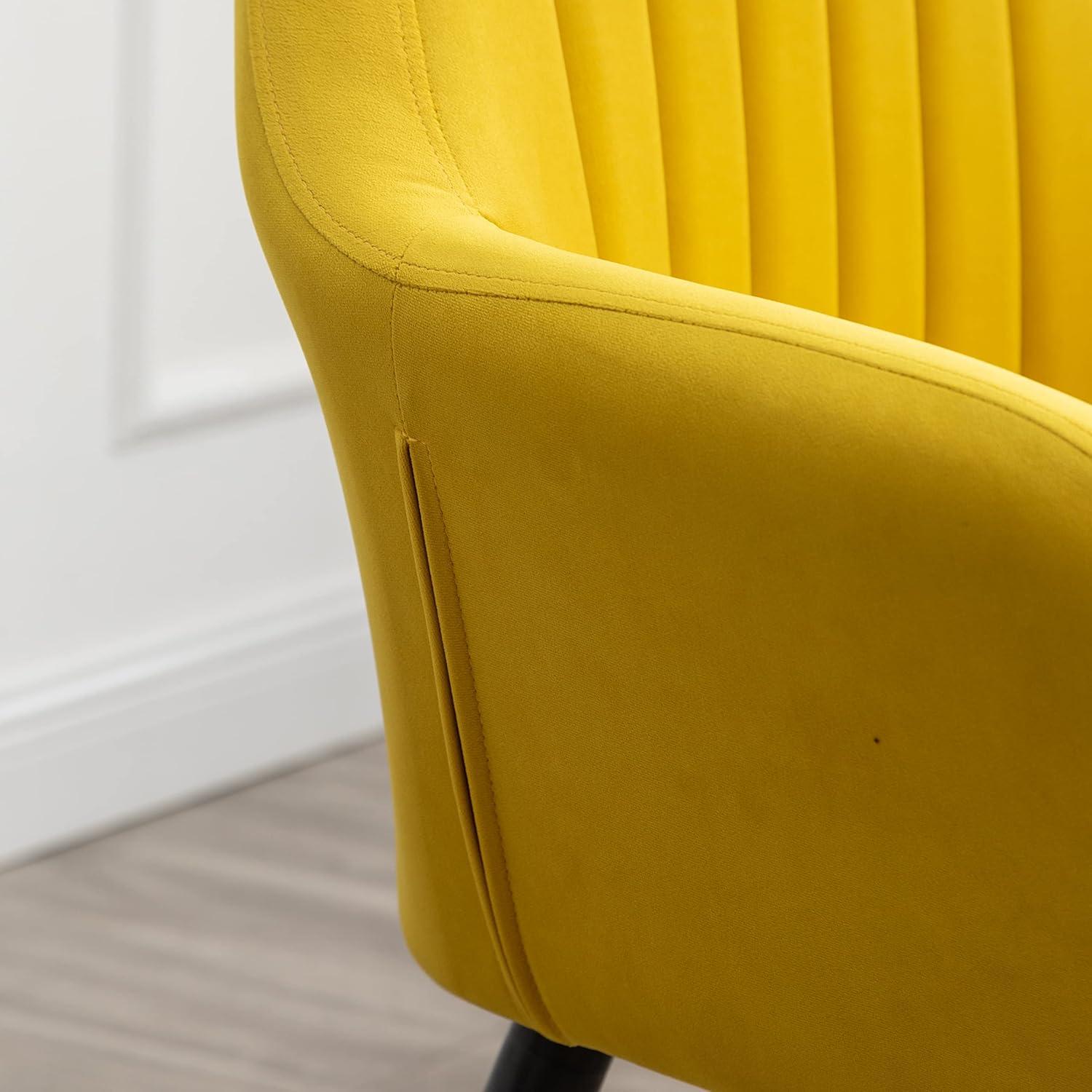 Roundhill Furniture Tuchico Contemporary Velvet Upholstered Accent Chair, Yellow