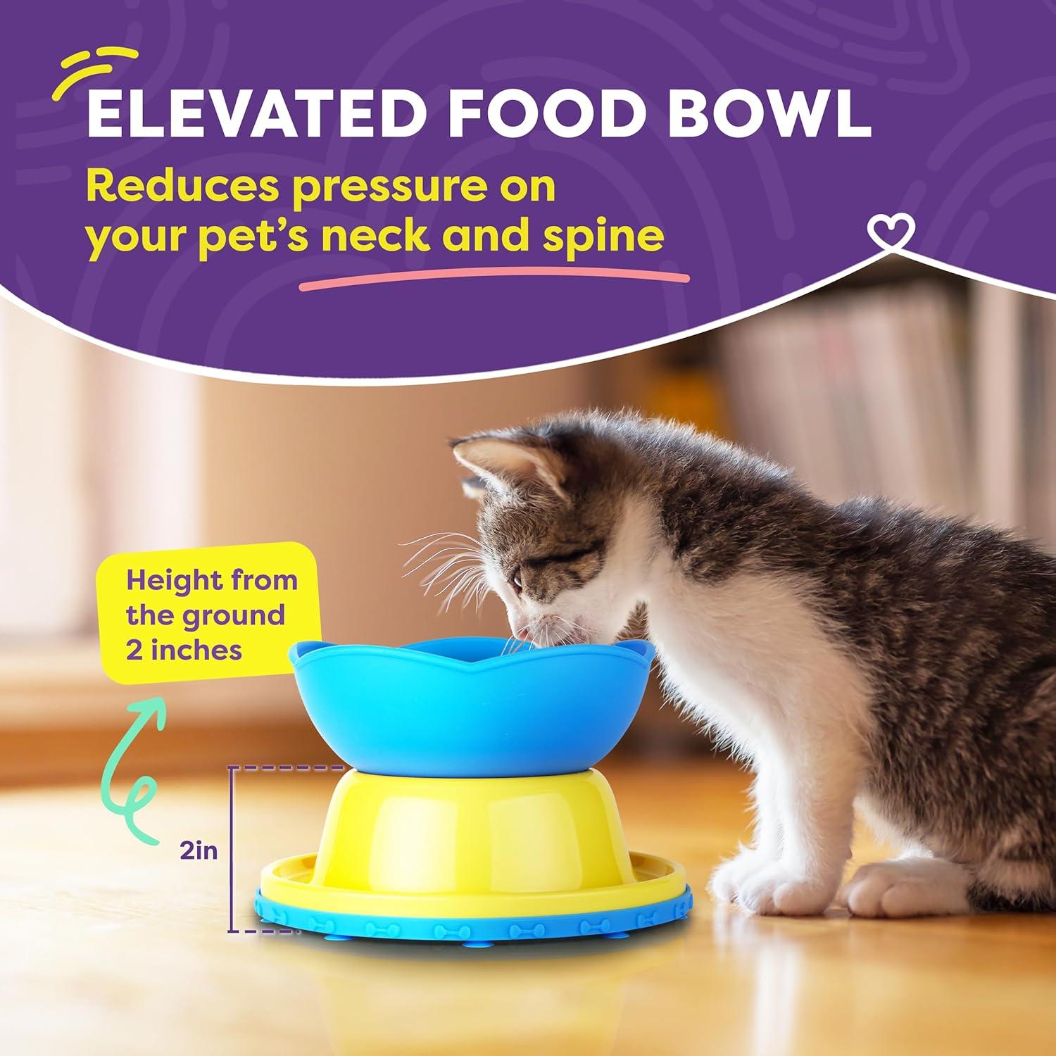 Hertzko Elevated Slow Feeder Bowl for Cats & Small Dogs, Yellow