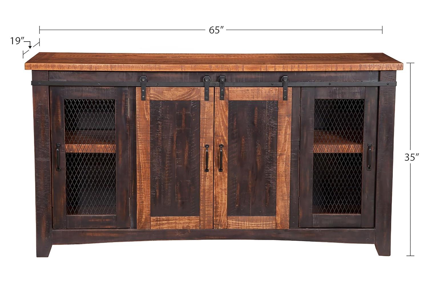 Santa Fe 65" Solid Wood TV Stand Antique Black and Honey - Martin Svensson Home