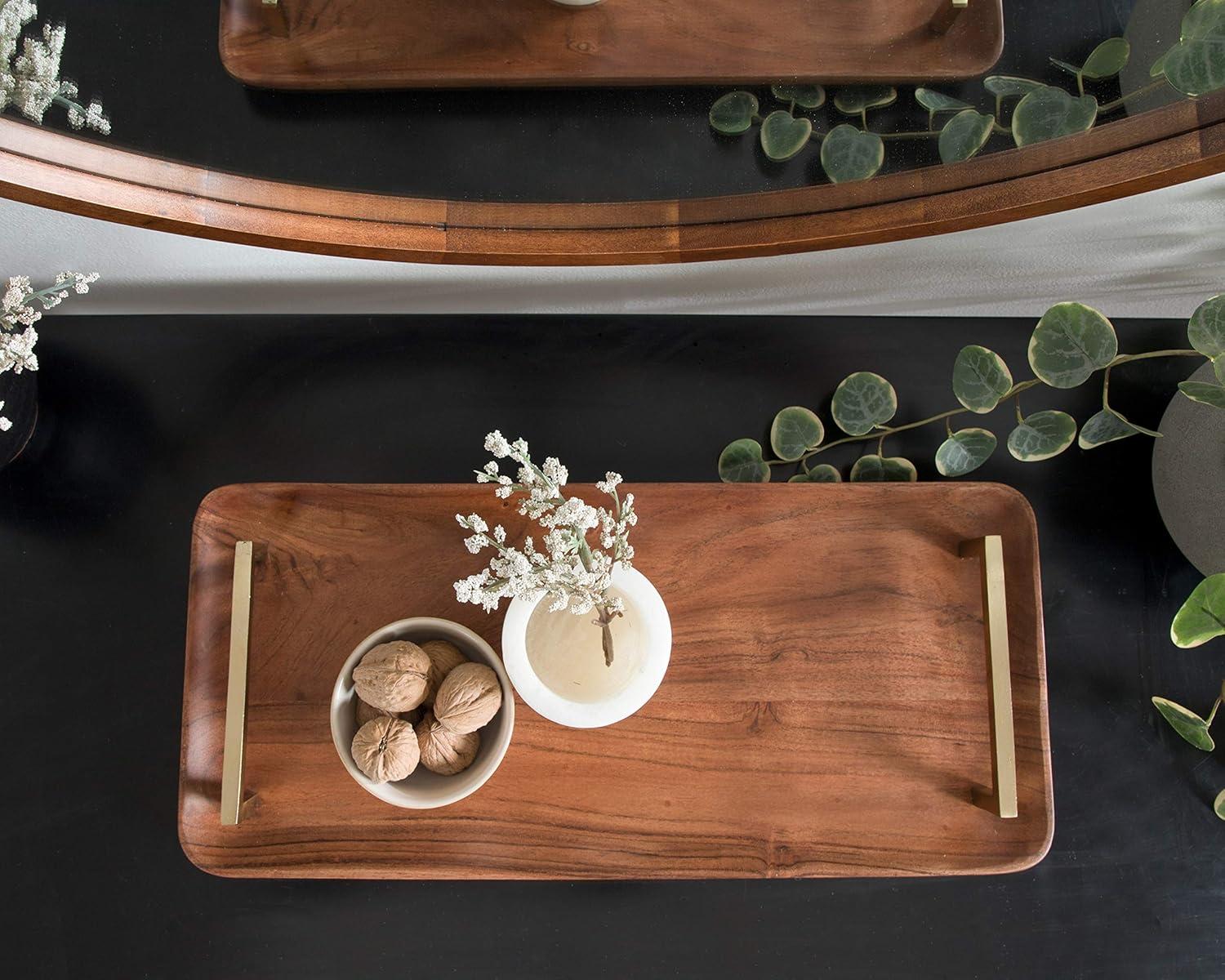 Kate and Laurel Cantwell Tray, 18x8, Walnut Brown