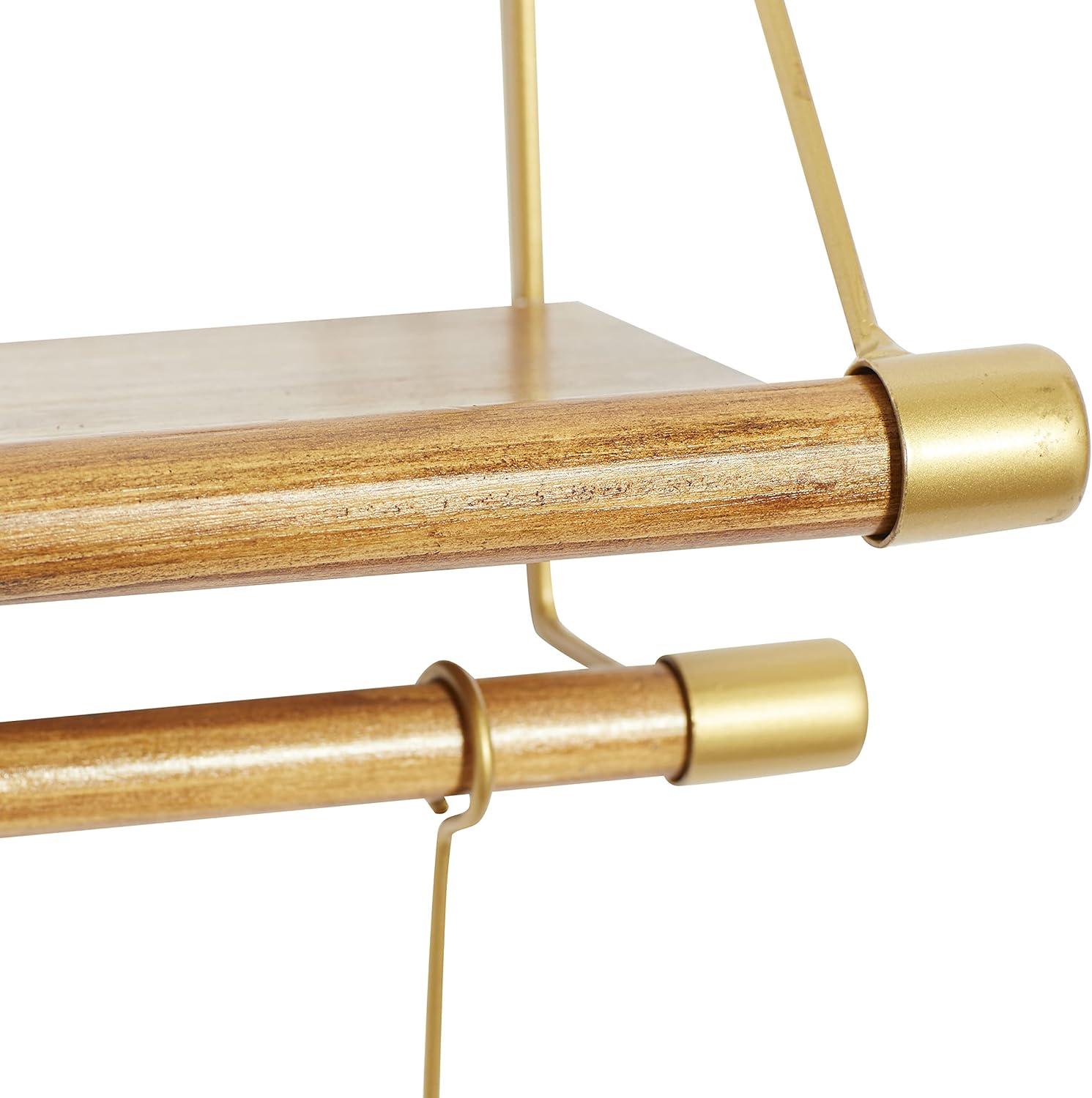 DecMode Gold Wood Contemporary Wall Hook