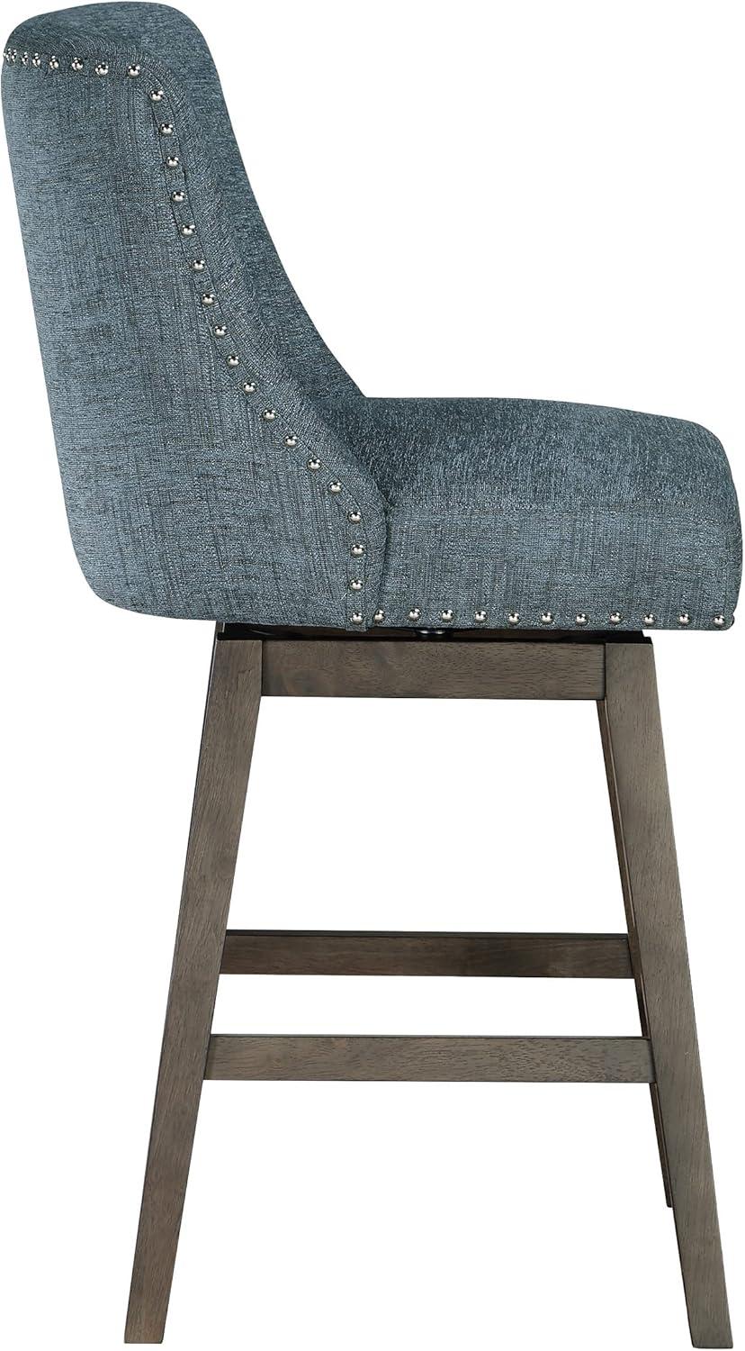 Granville Swivel Upholstered Counter Stool with Solid Wood Frame